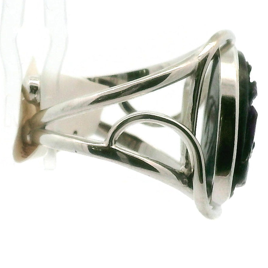 Sugilite Path of Enlightenment Cuff Ring .925 Silver for Enhancing Dreamwork and Discovery of Your Path