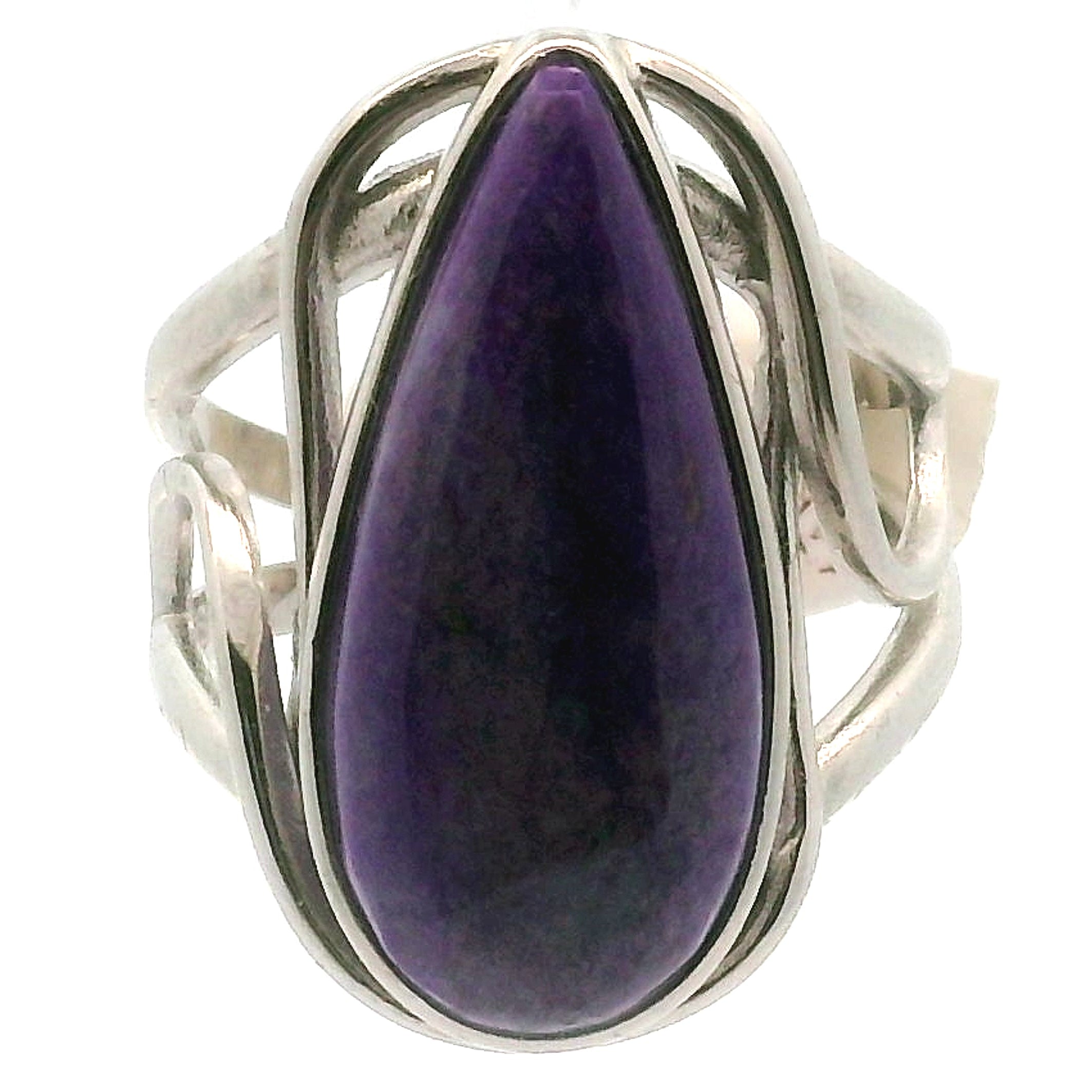 Sugilite Cuff Ring .925 Silver for Enhancing Dreamwork and Discovery of Your Path