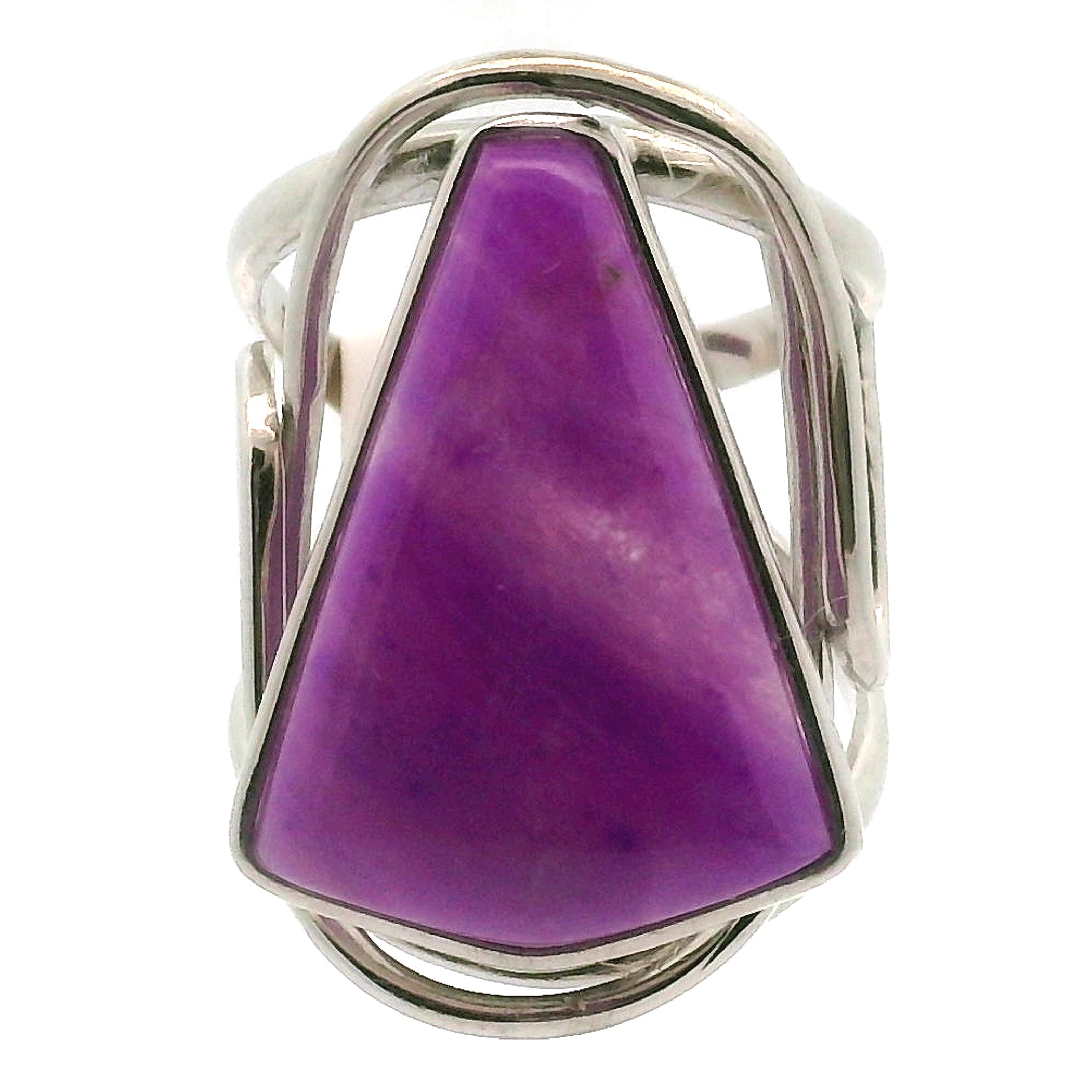 Sugilite Cuff Ring .925 Silver for Enhancing Dreamwork and Discovery of Your Path