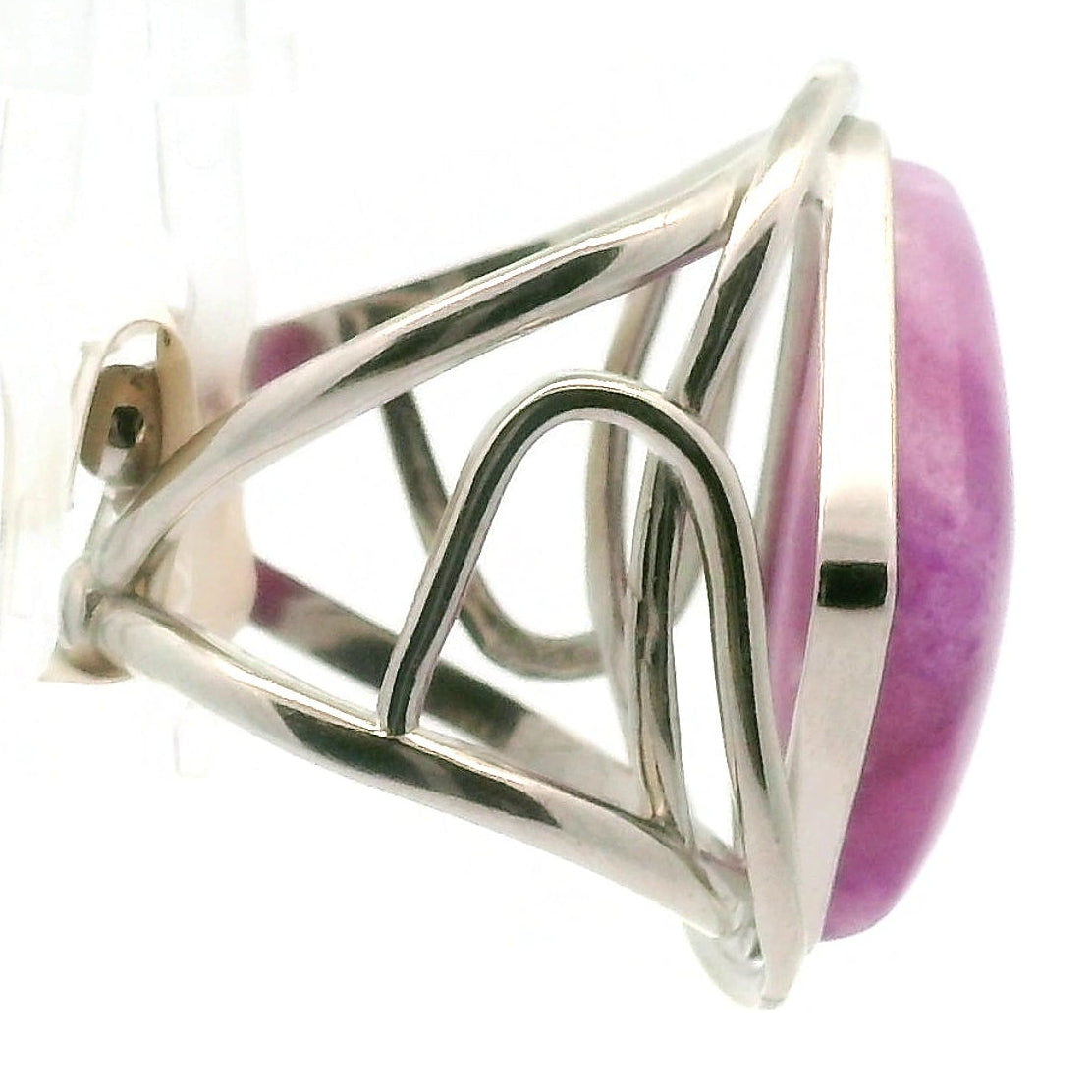Sugilite Cuff Ring .925 Silver for Enhancing Dreamwork and Discovery of Your Path