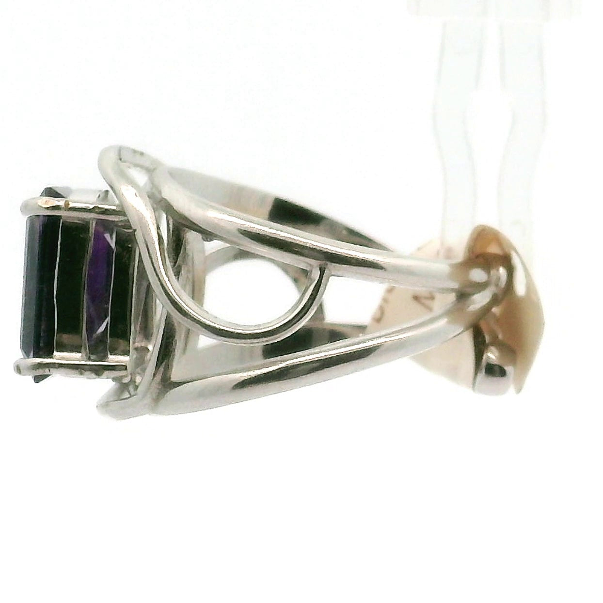Bi-Color Amethyst Cuff Ring .925 Silver for Enhancing Intuition & Connection with Divine