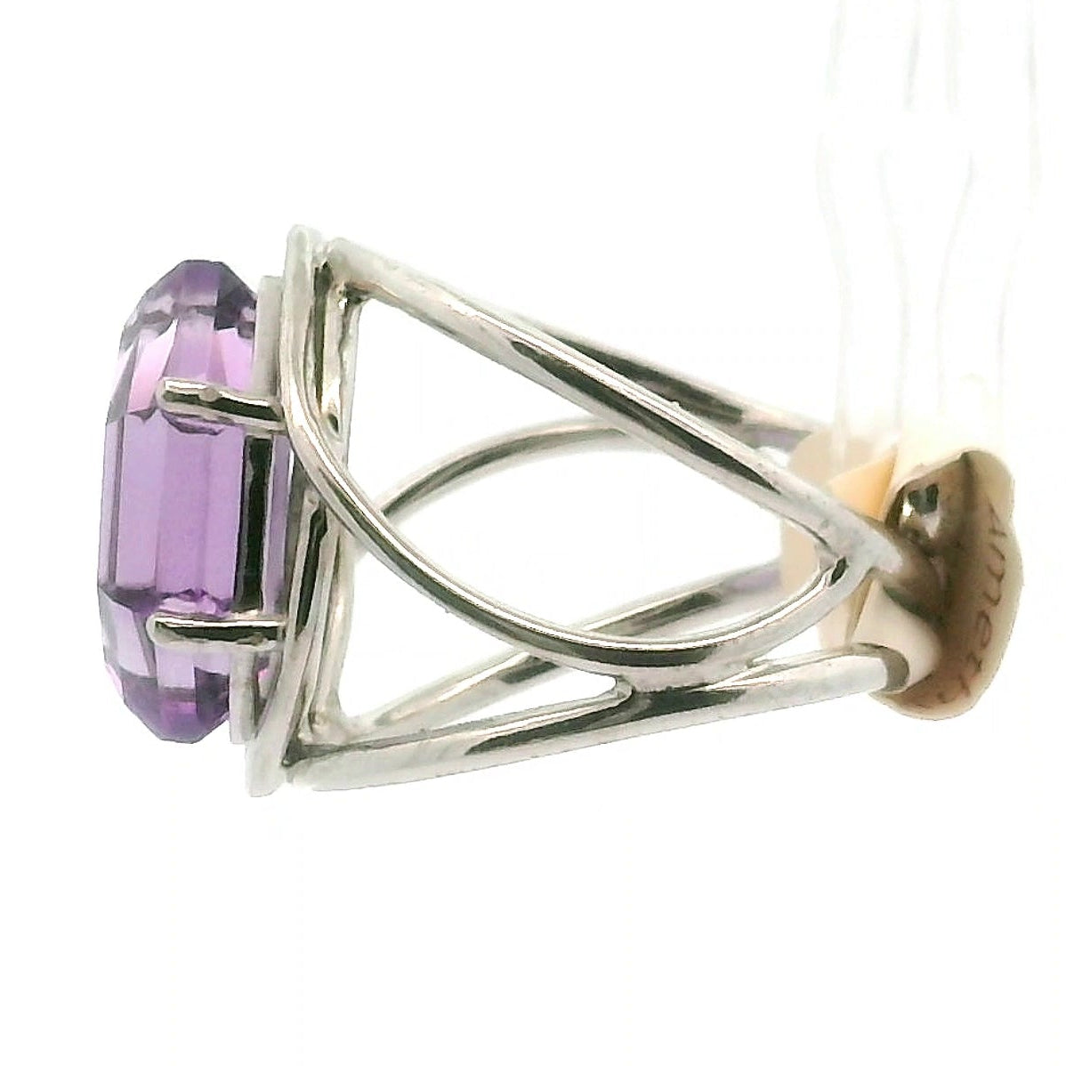 Amethyst Mother Mary Finger Cuff Adjustable Ring .925 Silver for Divine Connection and Energy Purification
