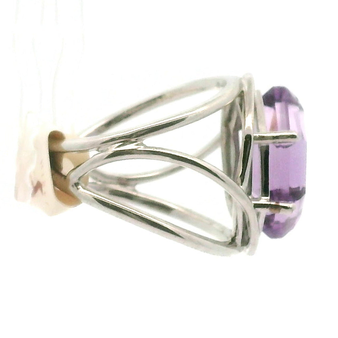 Amethyst Mother Mary Finger Cuff Adjustable Ring .925 Silver for Divine Connection and Energy Purification