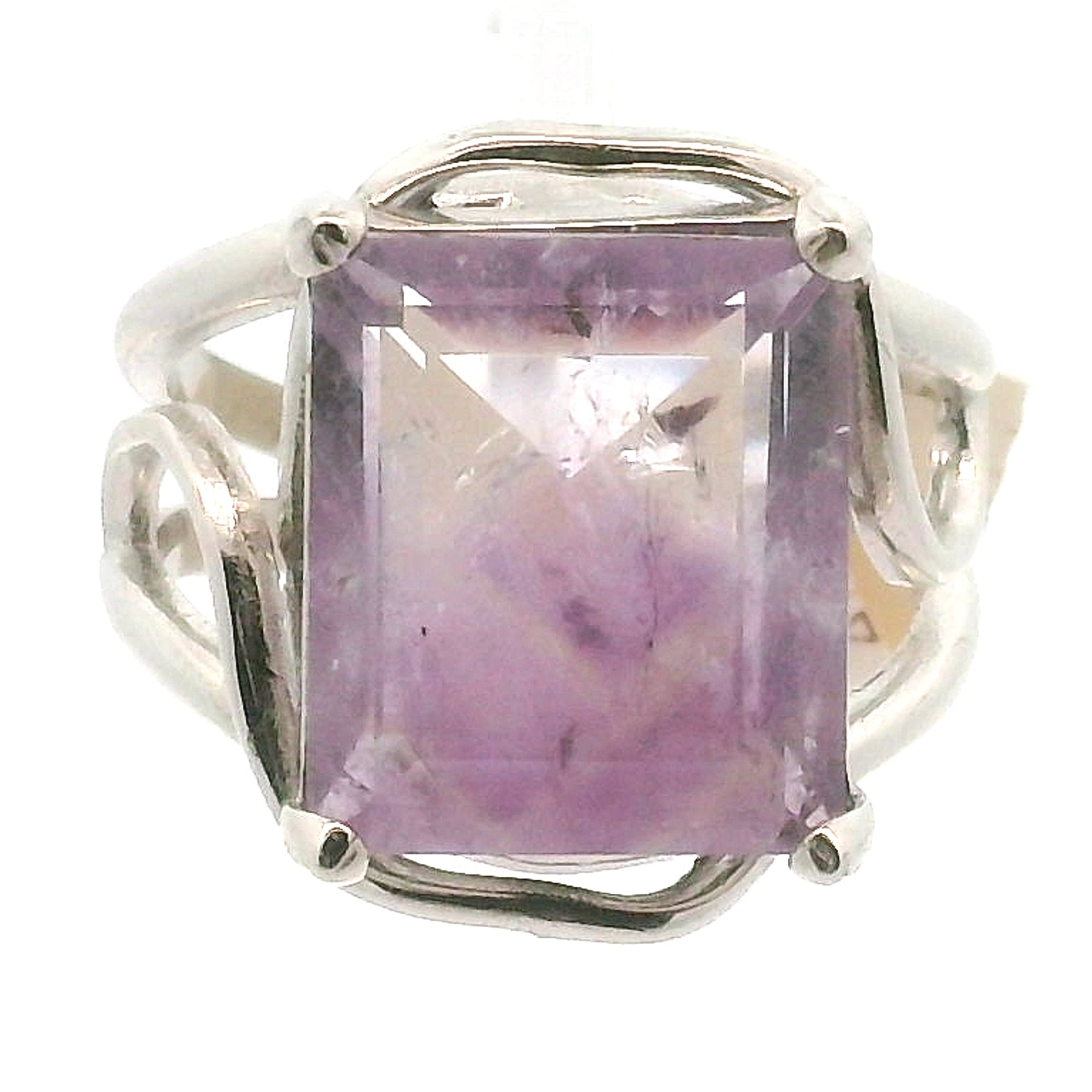 Phantom Amethyst Cuff Ring .925 Silver for Enhancing Intuition & Connection with Divine