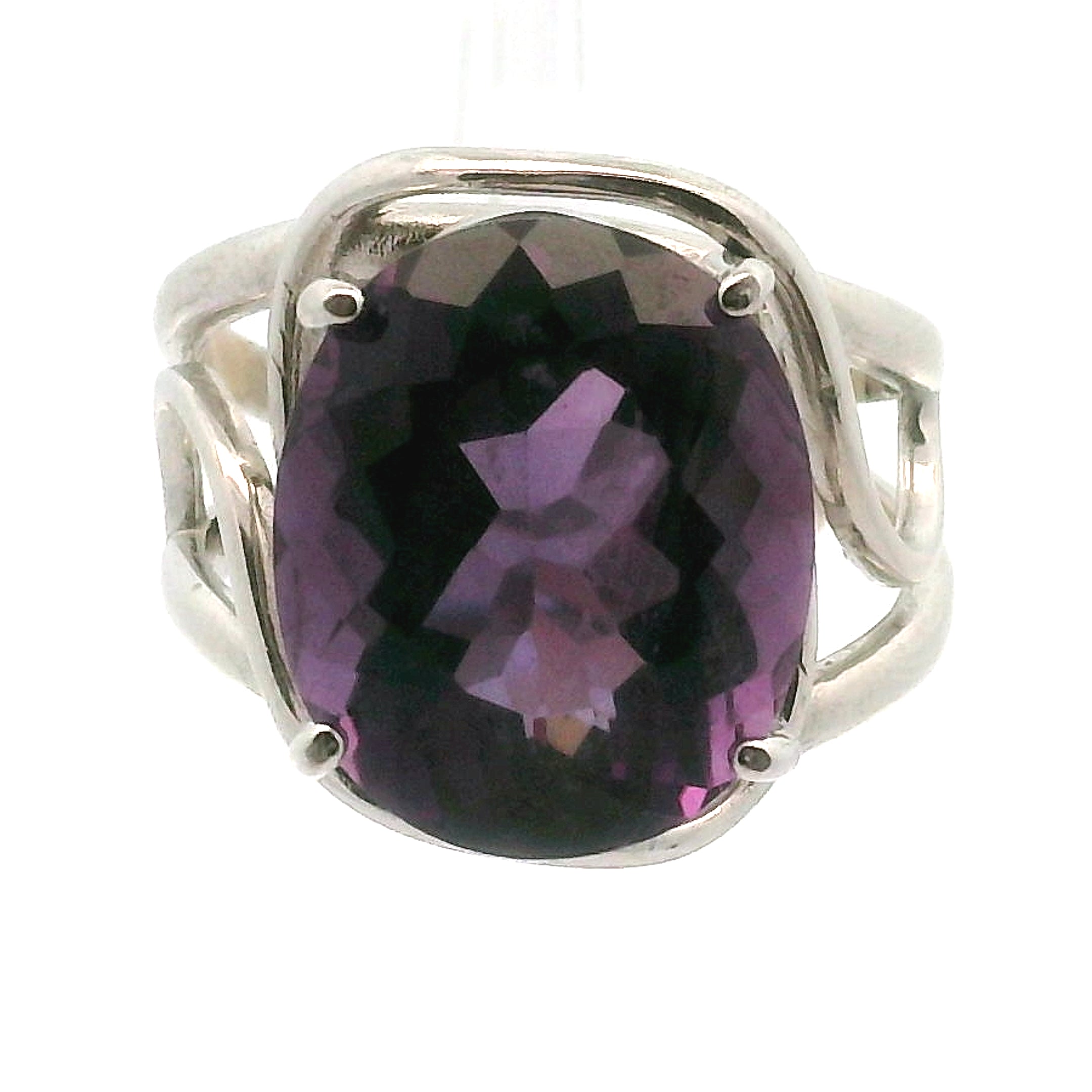 Amethyst Cuff Ring .925 Silver for Enhancing Intuition & Connection with Divine
