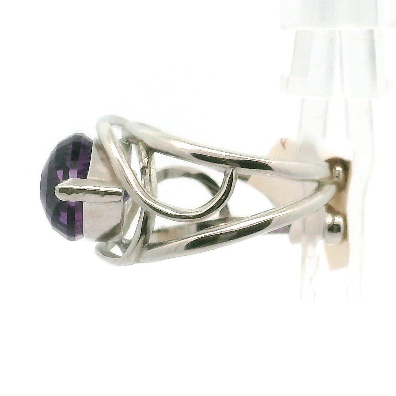 Amethyst Evil Eye Adjustable Finger Cuff Ring .925 Silver for Intuition, Luck, Protection and Purification