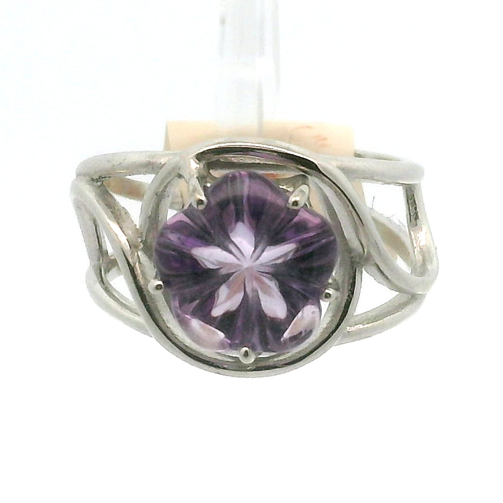 Amethyst Cuff Ring .925 Silver for Enhancing Intuition & Connection with Divine