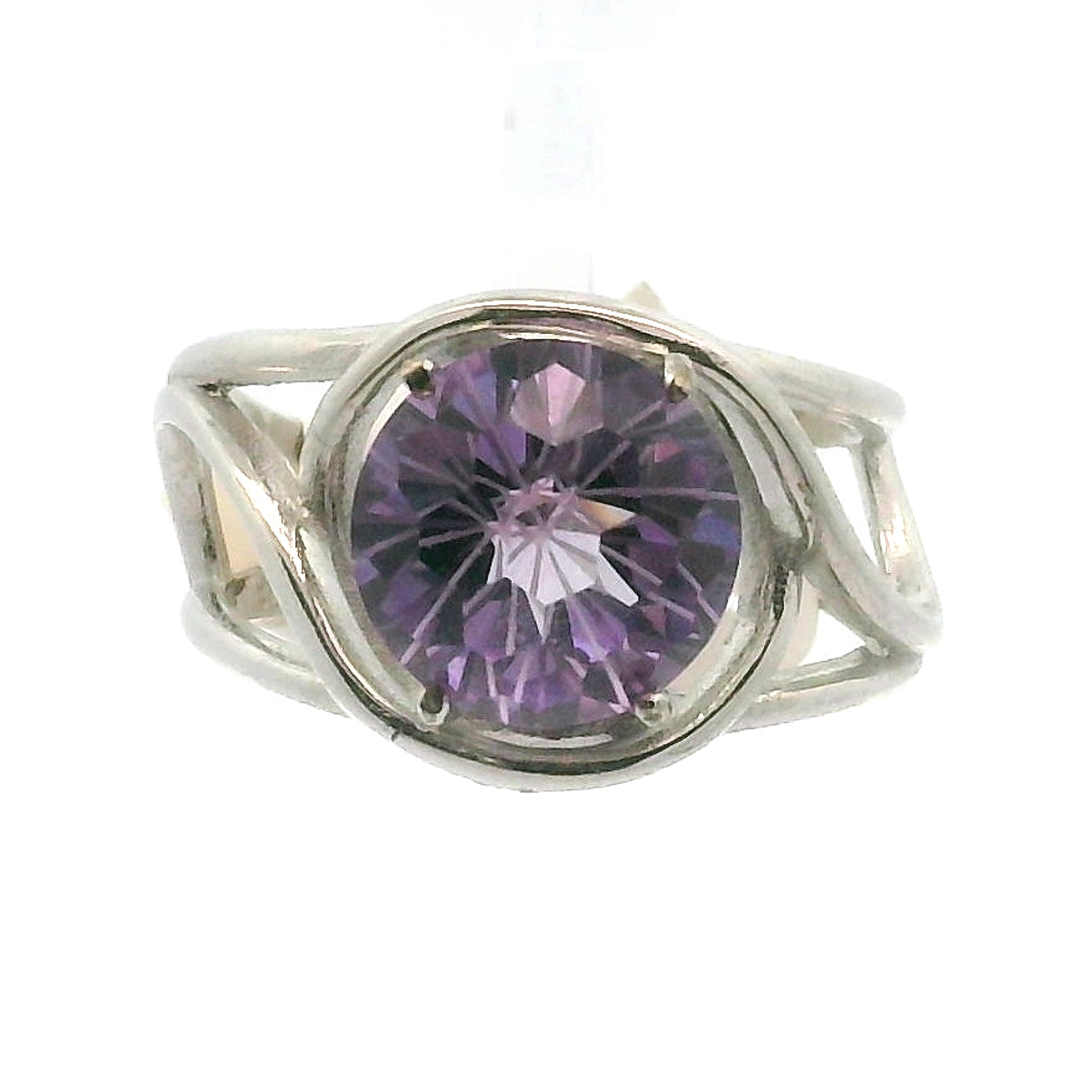 Amethyst Cuff Ring .925 Silver for Enhancing Intuition & Connection with Divine