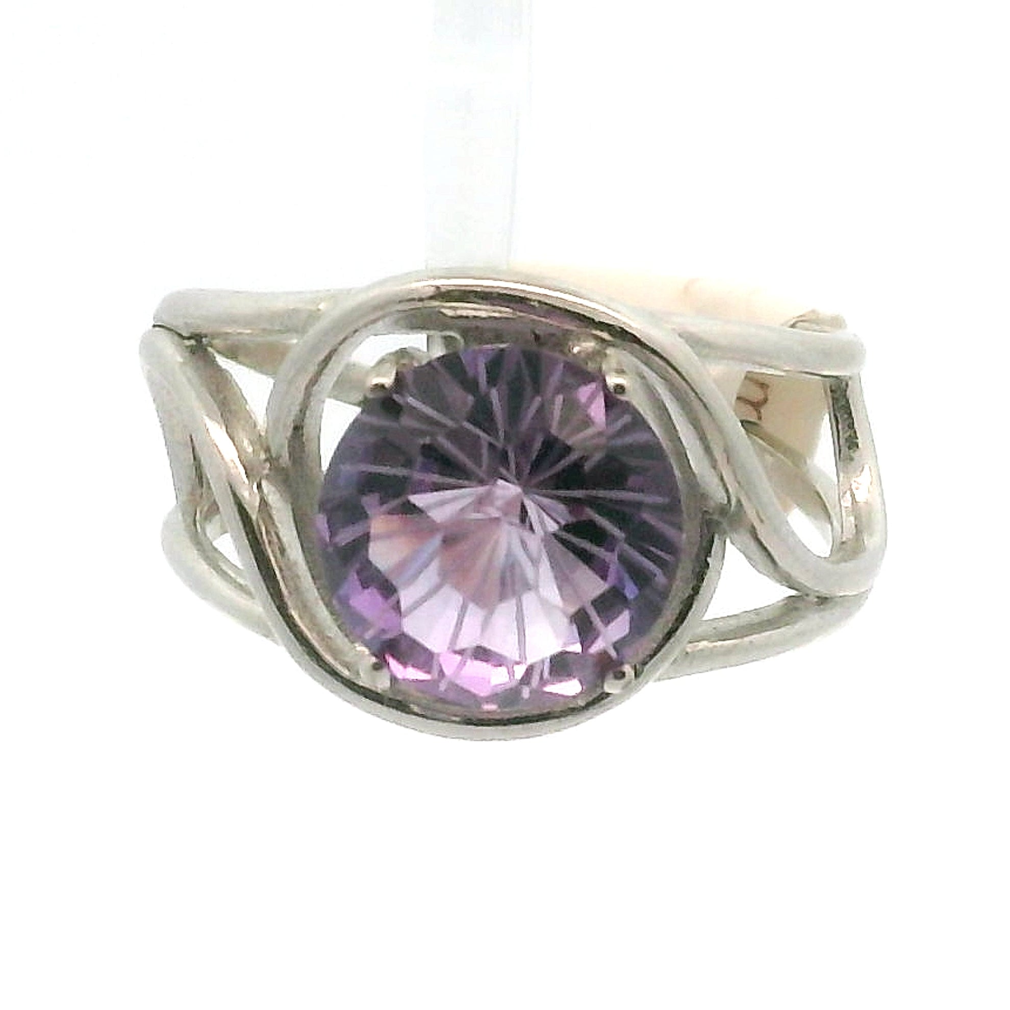 Amethyst Cuff Ring .925 Silver for Enhancing Intuition & Connection with Divine