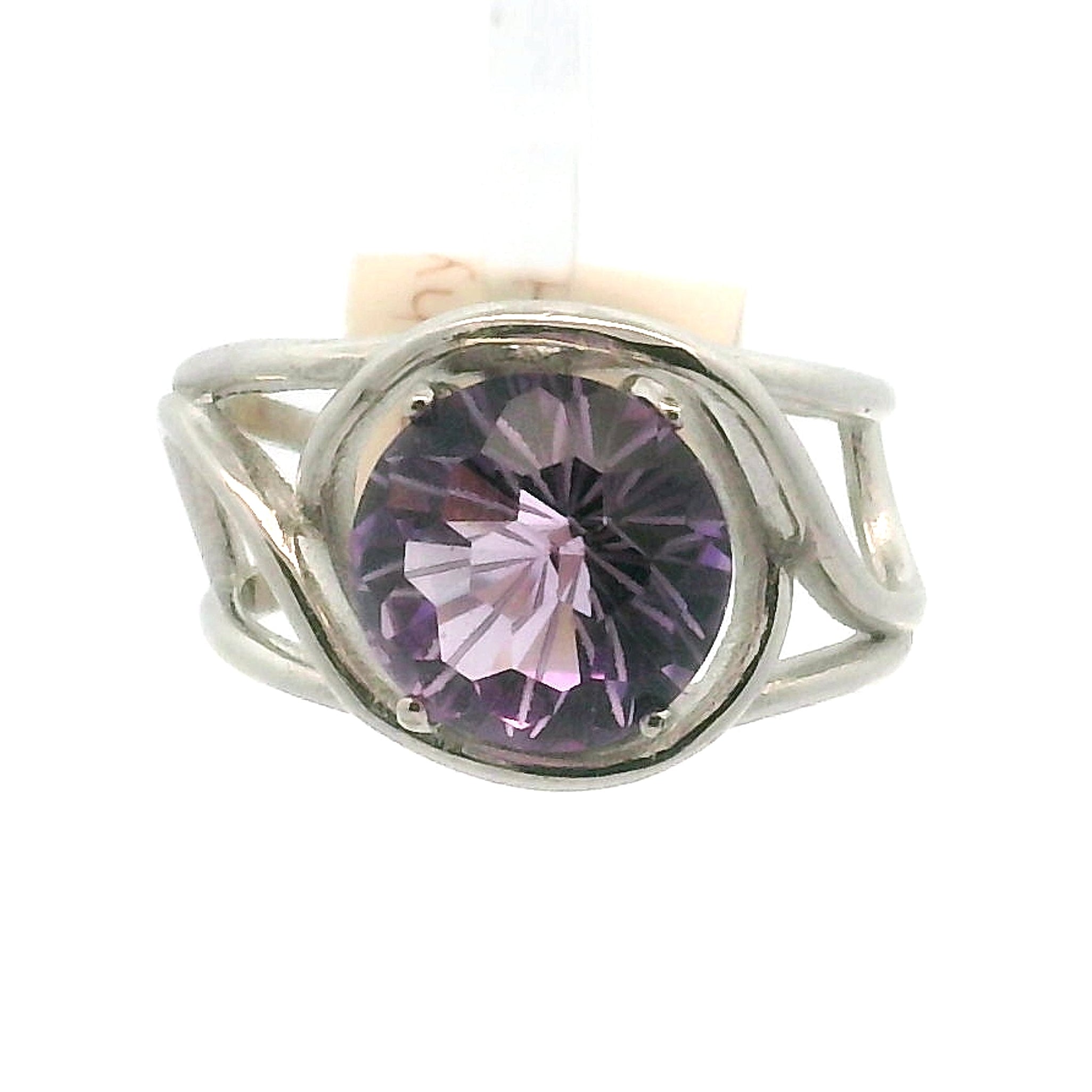 Amethyst Cuff Ring .925 Silver for Enhancing Intuition & Connection with Divine
