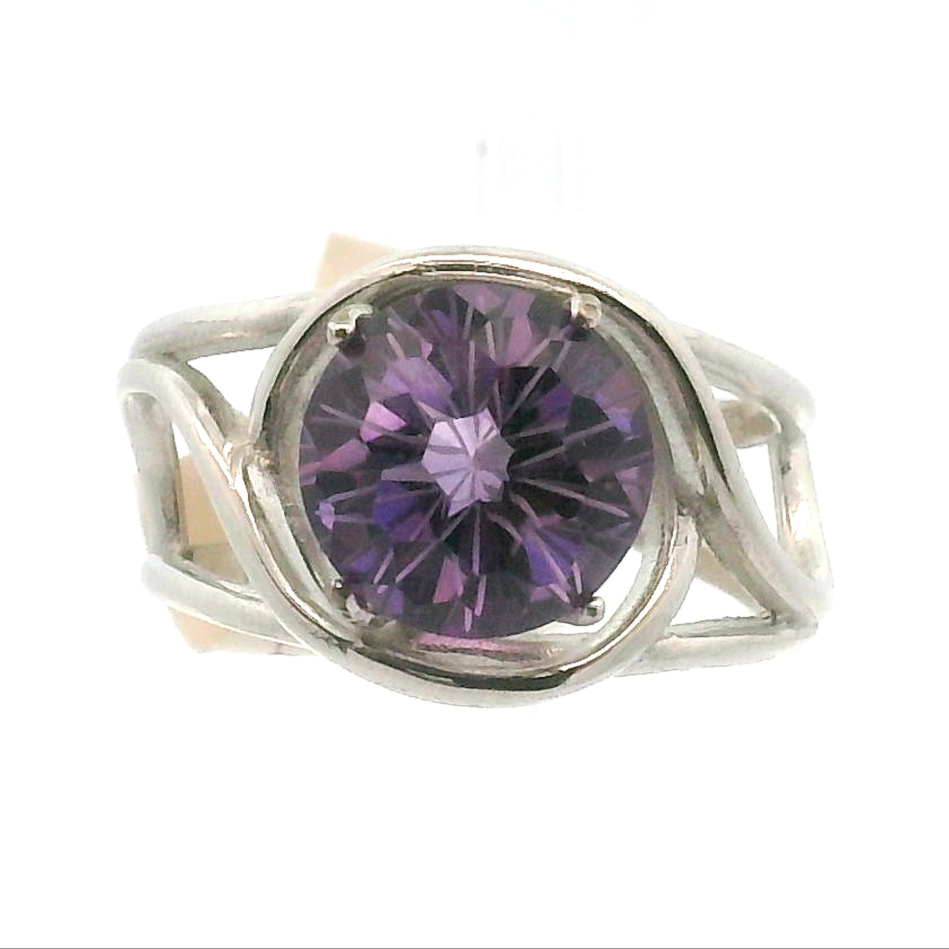 Amethyst Cuff Ring .925 Silver for Enhancing Intuition & Connection with Divine