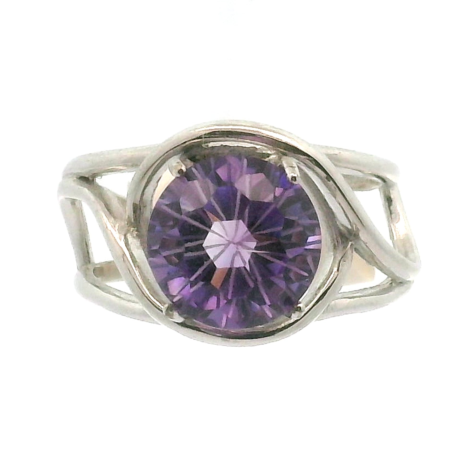 Amethyst Cuff Ring .925 Silver for Enhancing Intuition & Connection with Divine