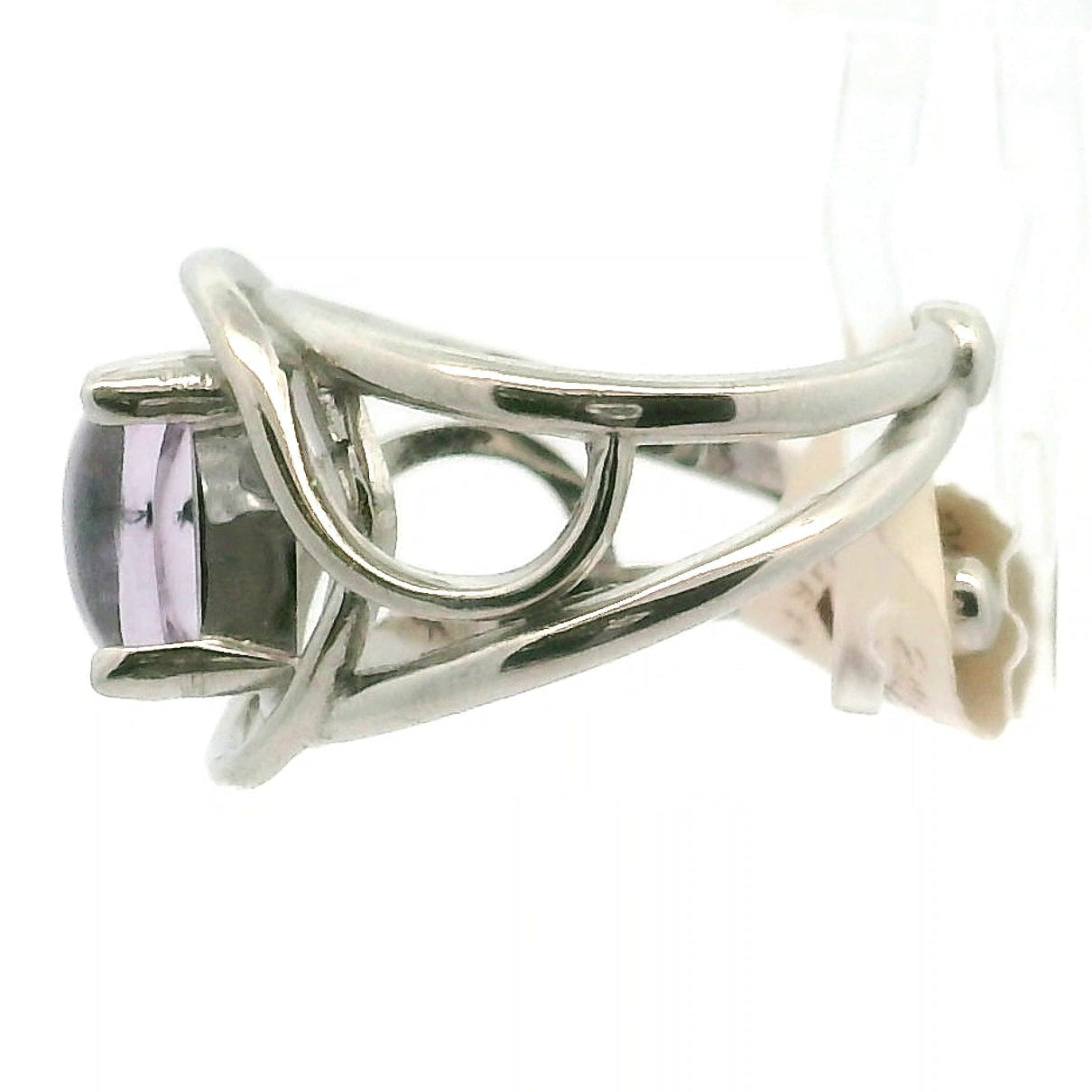 Pastel Amethyst with Hollandite Finger Cuff Adjustable Ring .925 Silver for Intuition and Protection