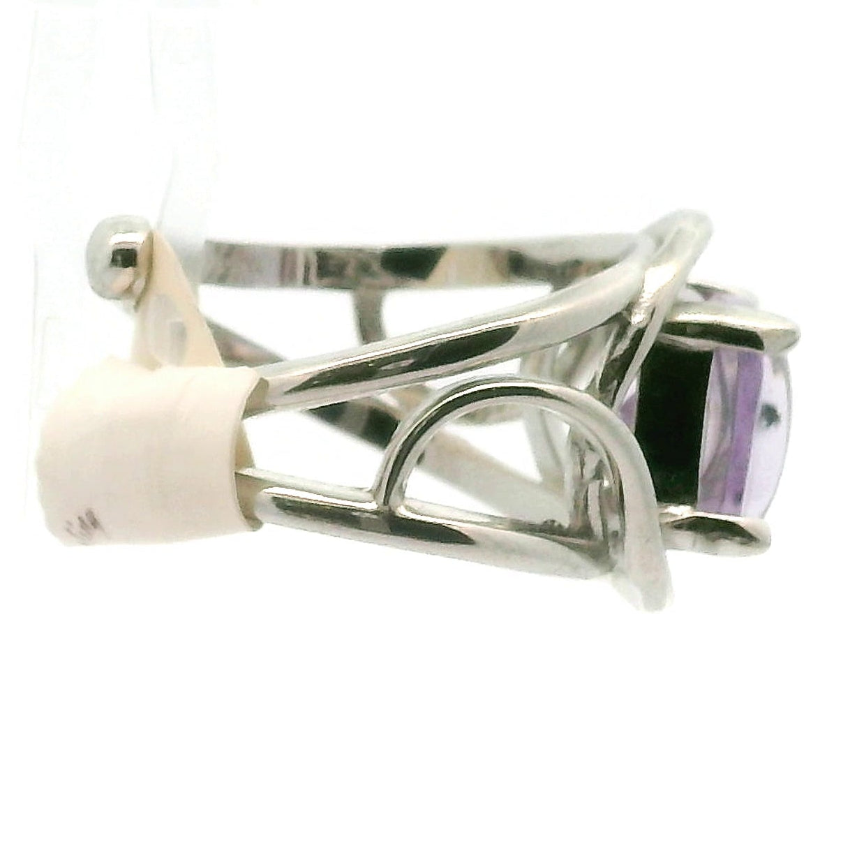 Pastel Amethyst with Hollandite Finger Cuff Adjustable Ring .925 Silver for Intuition and Protection