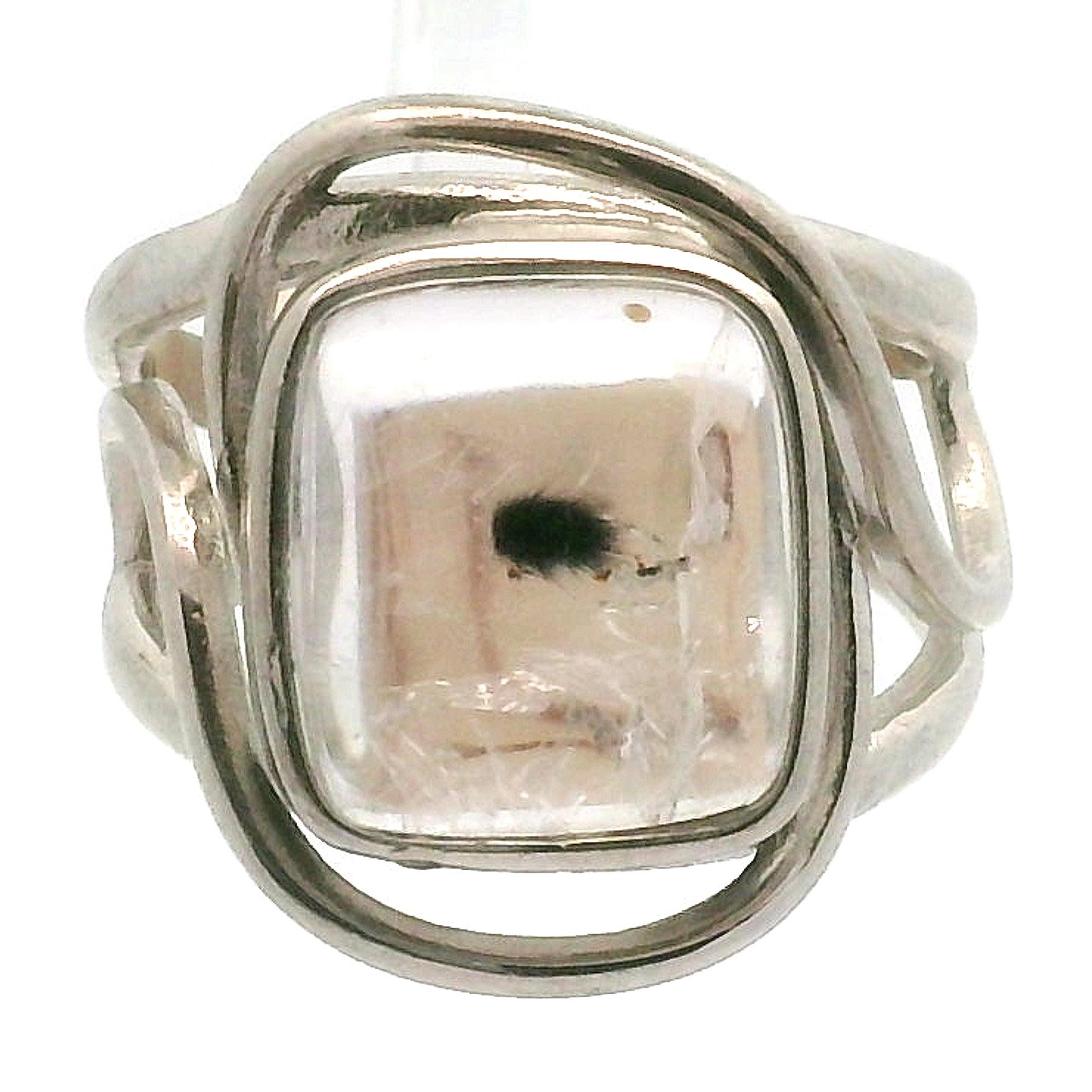 Pastel Amethyst with Hollandite Finger Cuff Adjustable Ring .925 Silver for Intuition and Protection