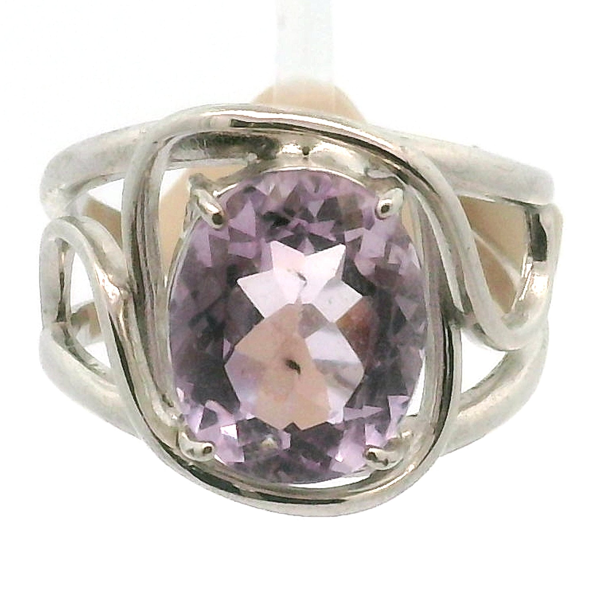 Pastel Amethyst with Hollandite Finger Cuff Adjustable Ring .925 Silver for Intuition and Protection