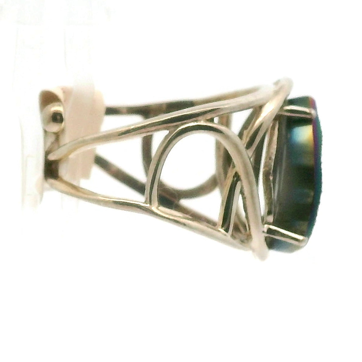 Titanium Aura Druzy Cuff Ring .925 Silver for Connection with Angels and Spirit Guides