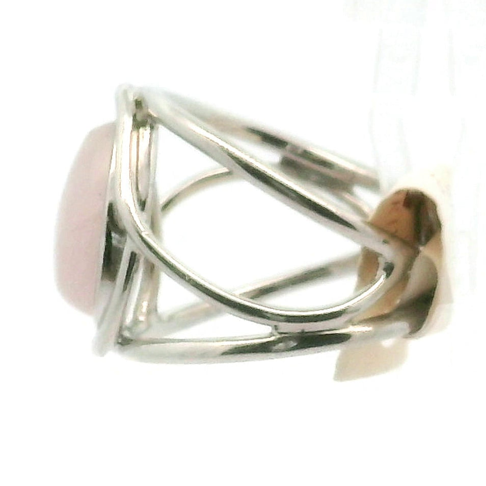 Morganite Midi Cuff Ring .925 Silver for Abundance of Joy and Love