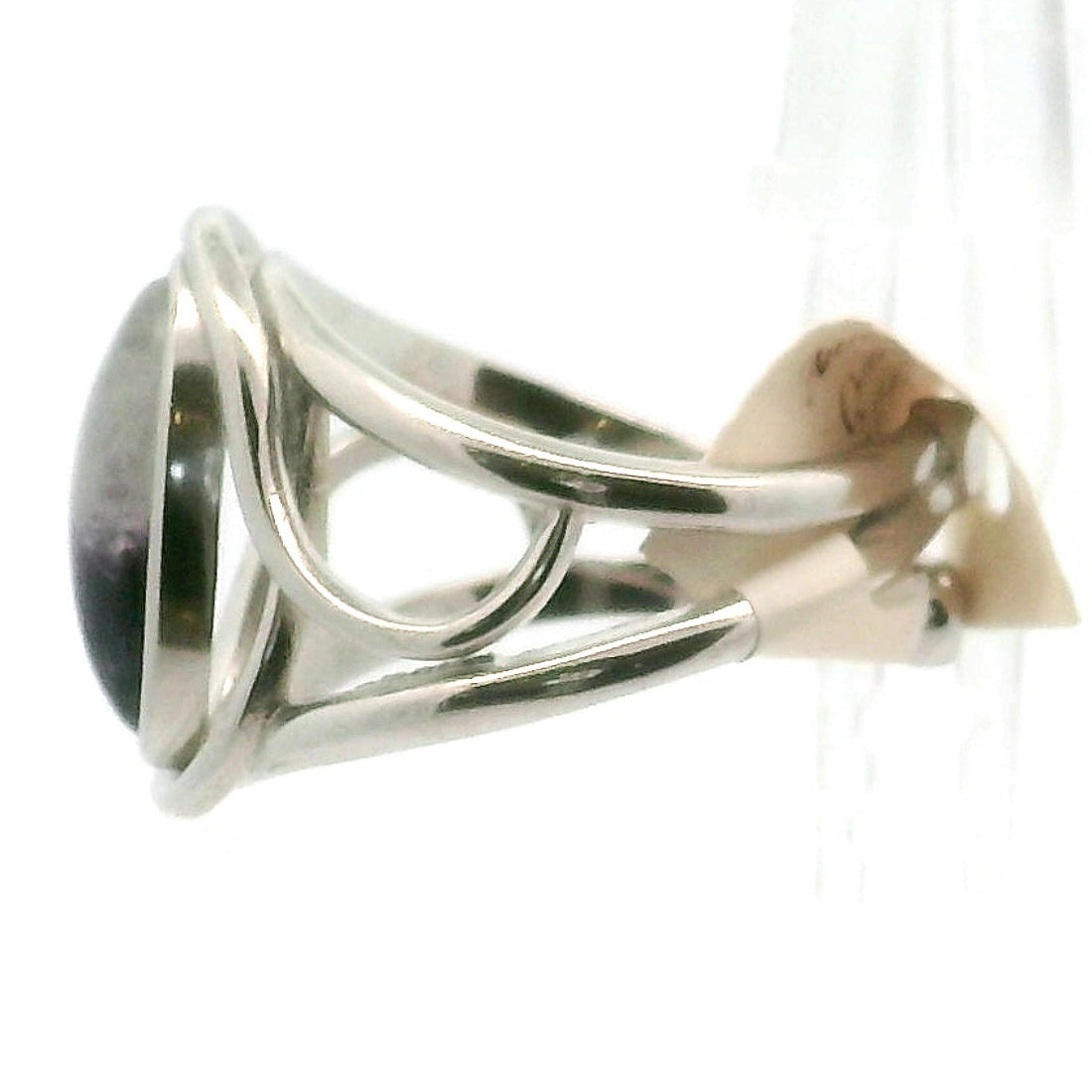 Amethyst in Quartz Cuff Ring .925 Silver for Enhancing Intuition & Connection with Divine