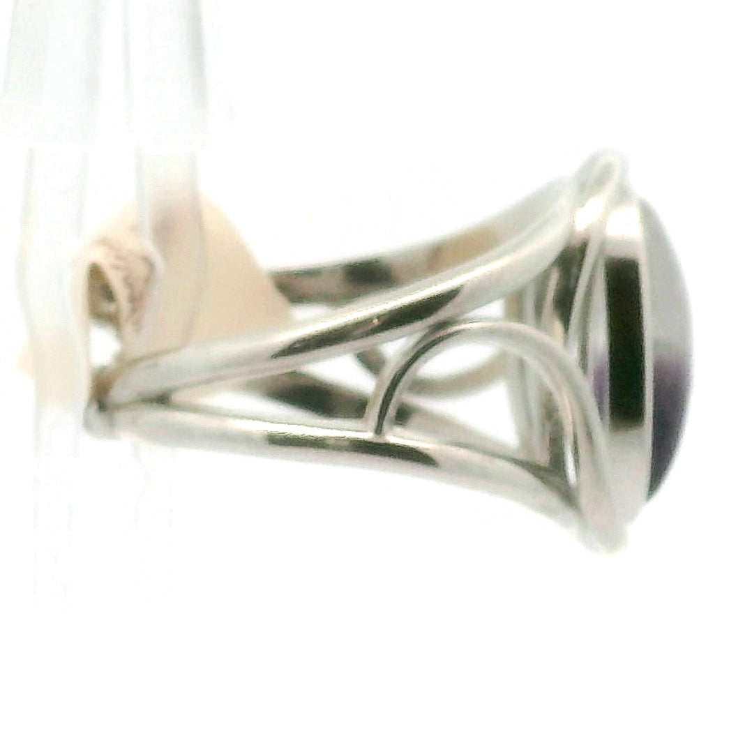 Amethyst in Quartz Cuff Ring .925 Silver for Enhancing Intuition & Connection with Divine