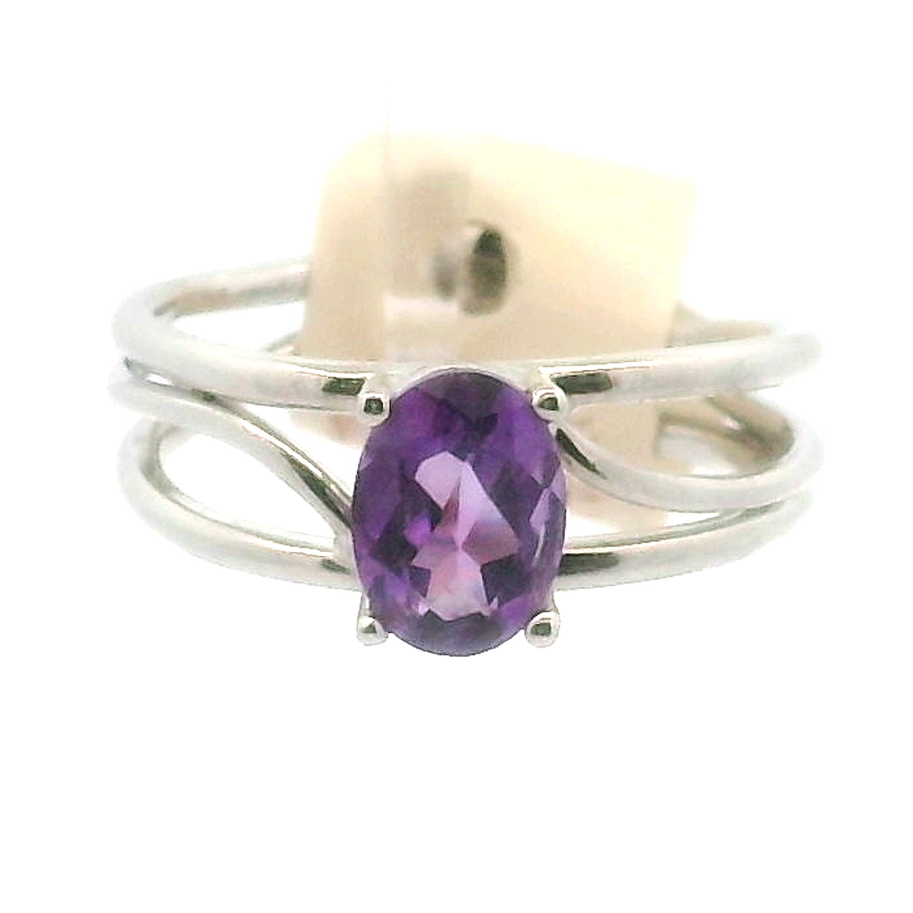Amethyst Cuff Ring .925 Silver for Enhancing Intuition & Connection with Divine