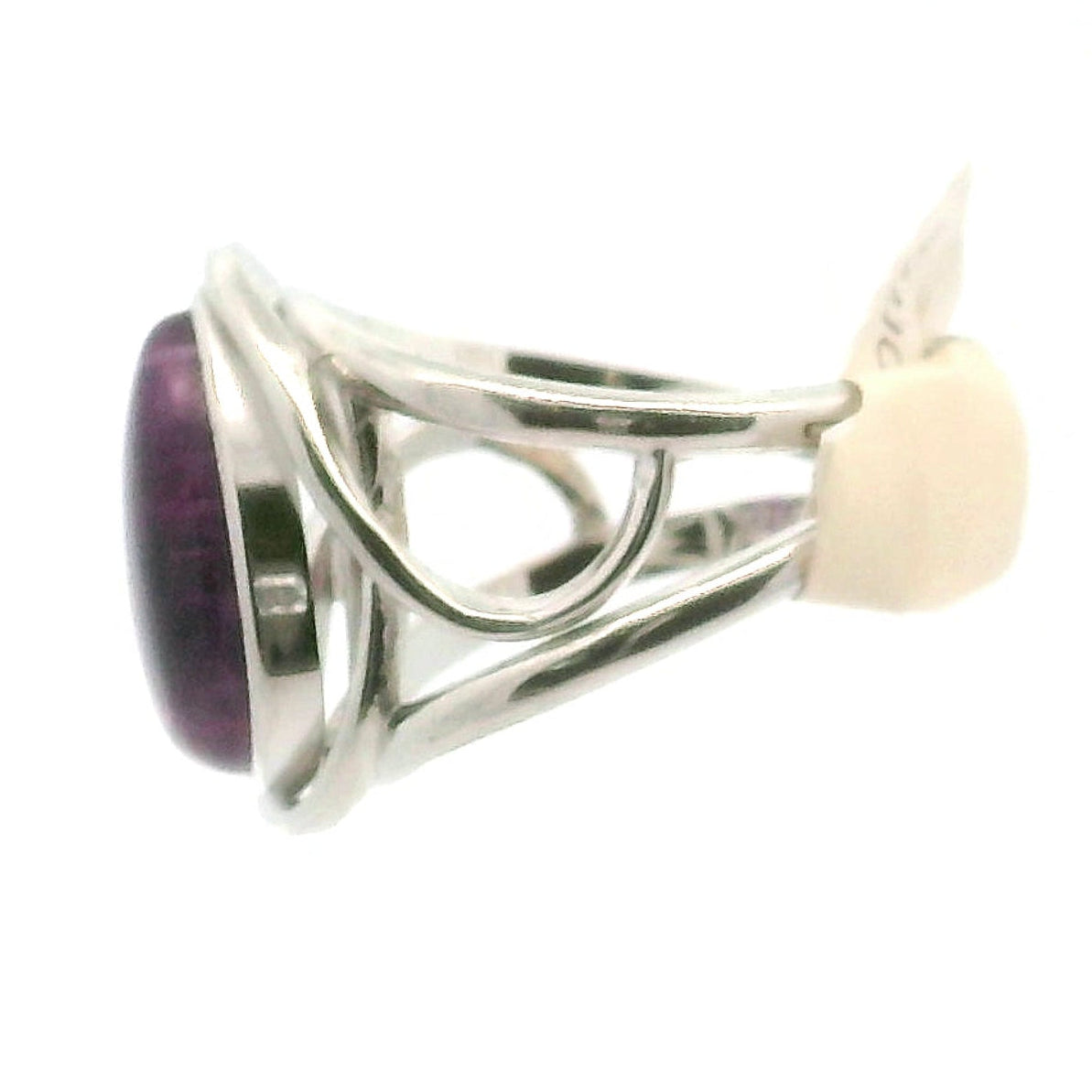 Purple Fluorite Cuff Ring .925 Silver for Clarity and Focus