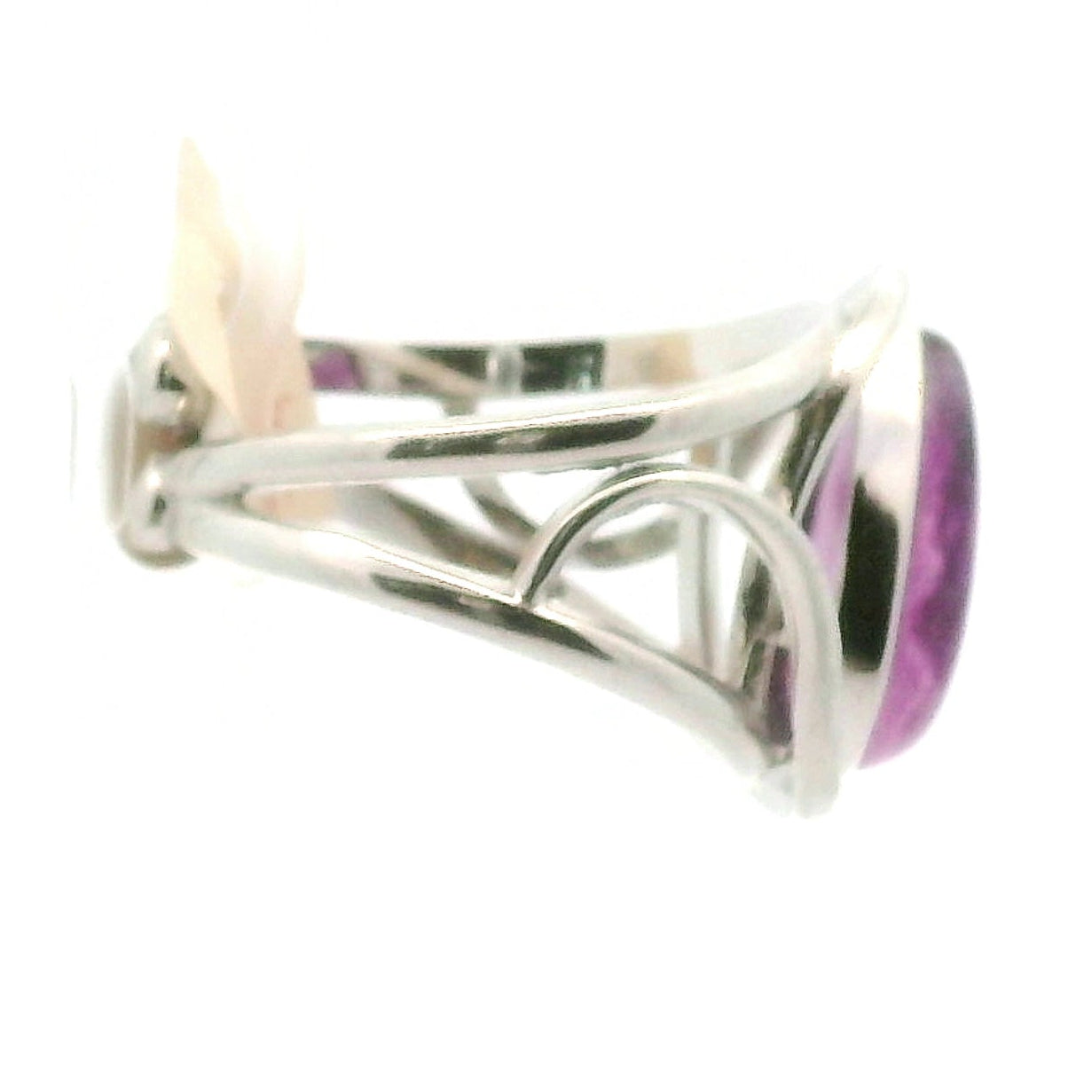 Purple Fluorite Cuff Ring .925 Silver for Clarity and Focus