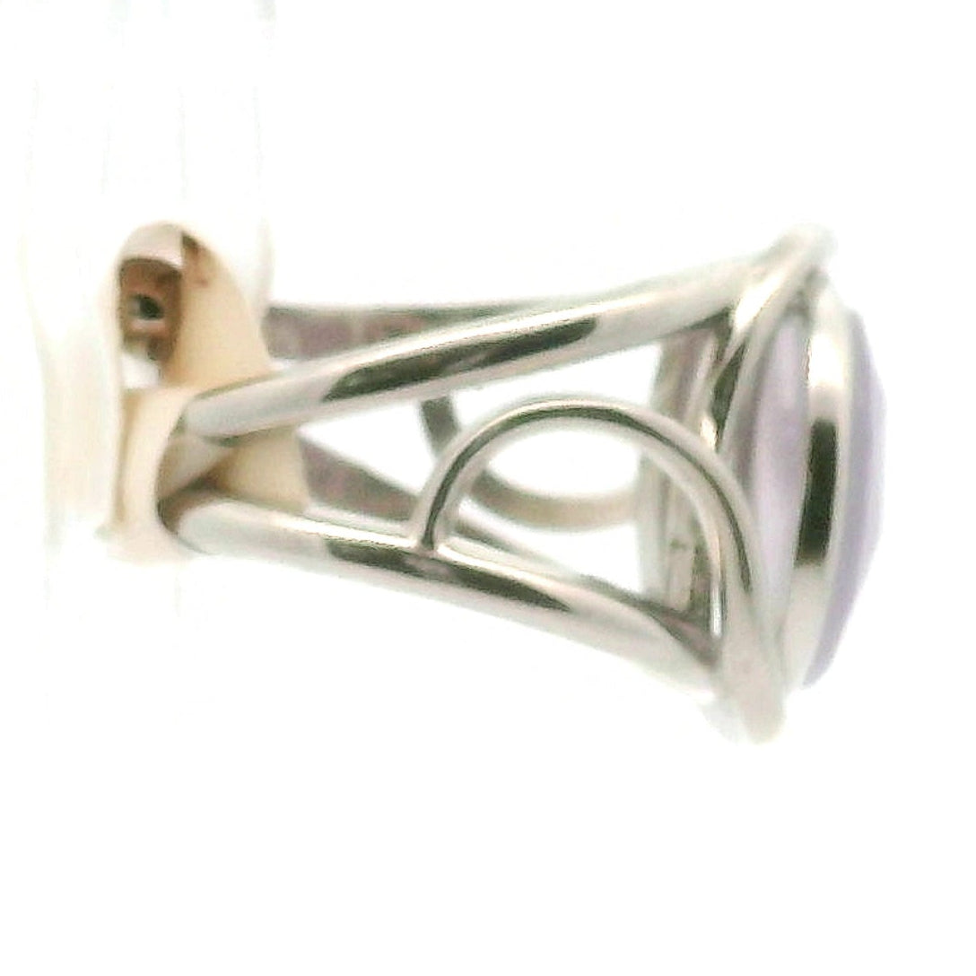 Yitrium Fluorite Cuff Ring .925 Silver for Clarity and Focus