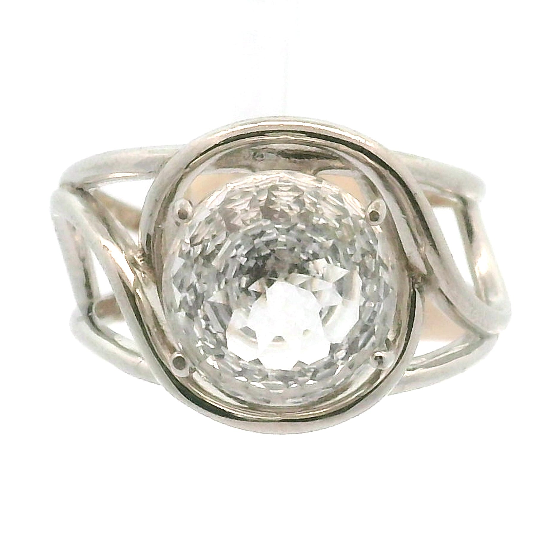 Herkimer Quartz Faceted Cuff Ring .925 Silver for Healing, Intention Setting and Manifesting your Desires