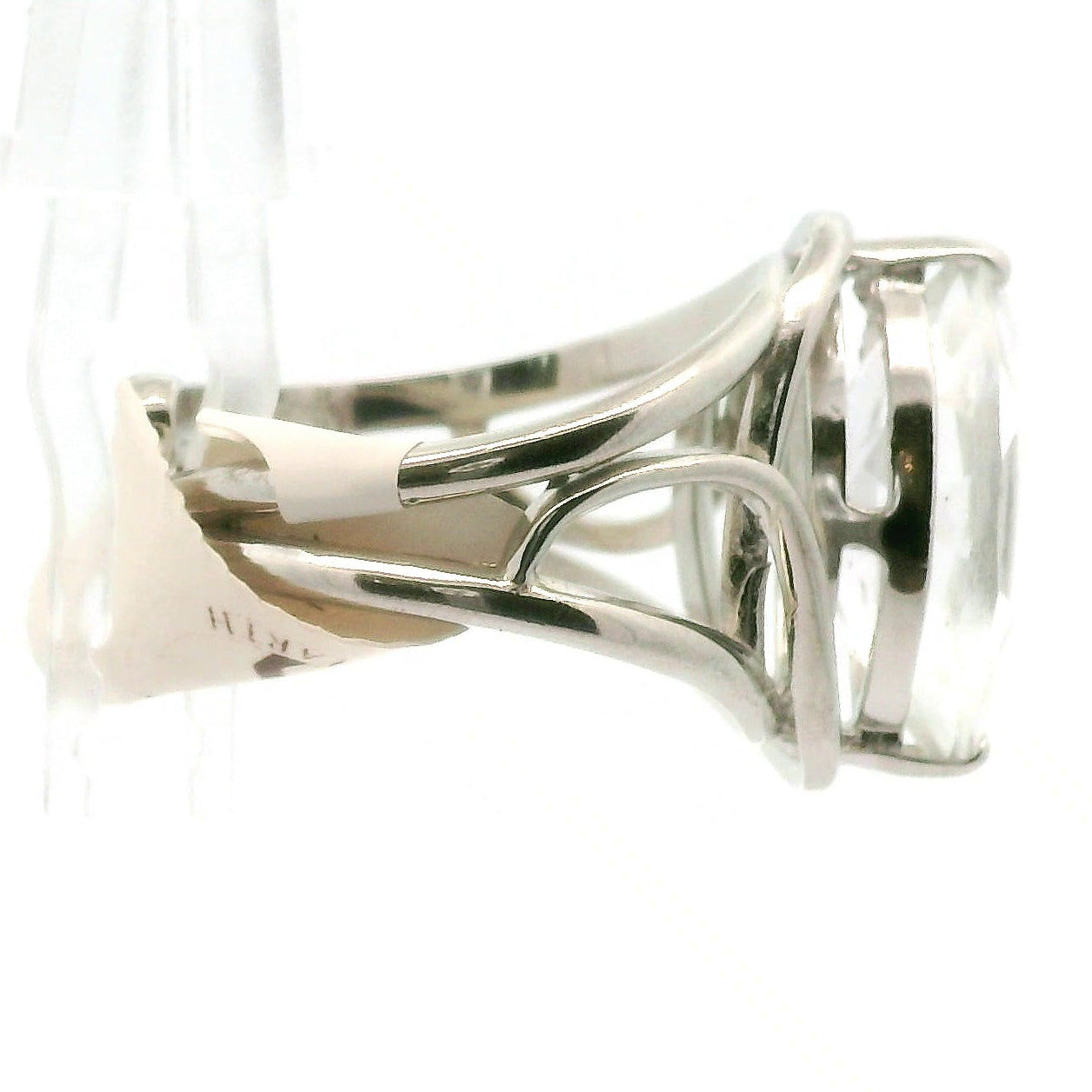 Herkimer Diamond Quartz Marquis Adjustable Cuff Ring .925 Silver for Amplification of Intentions and Communication with Ancestors or Spirit Guides