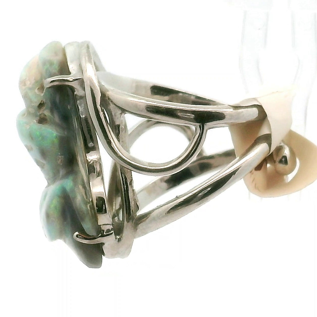 Ethiopian Opal Fantasy Cut Cuff Ring .925 Sterling Silver for Manifesting, Joy and Transformation