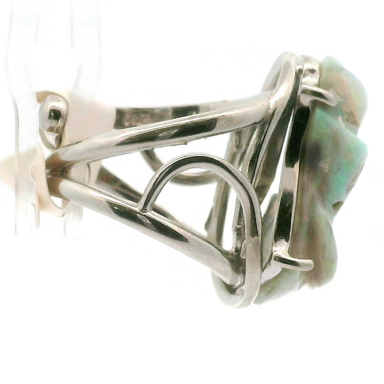 Ethiopian Opal Fantasy Cut Cuff Ring .925 Sterling Silver for Manifesting, Joy and Transformation