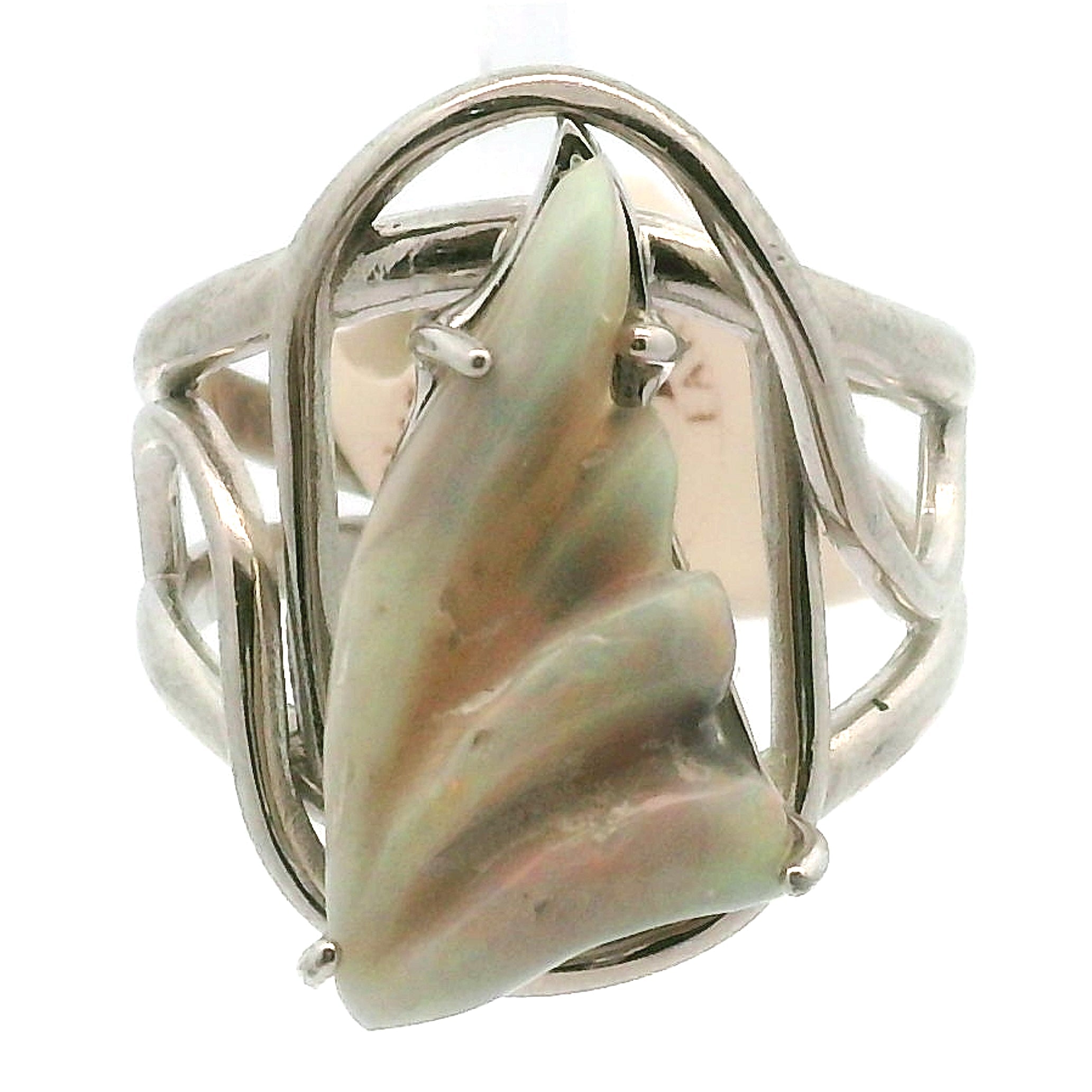 Ethiopian Opal Fantasy Cut Cuff Ring .925 Sterling Silver for Manifesting, Joy and Transformation