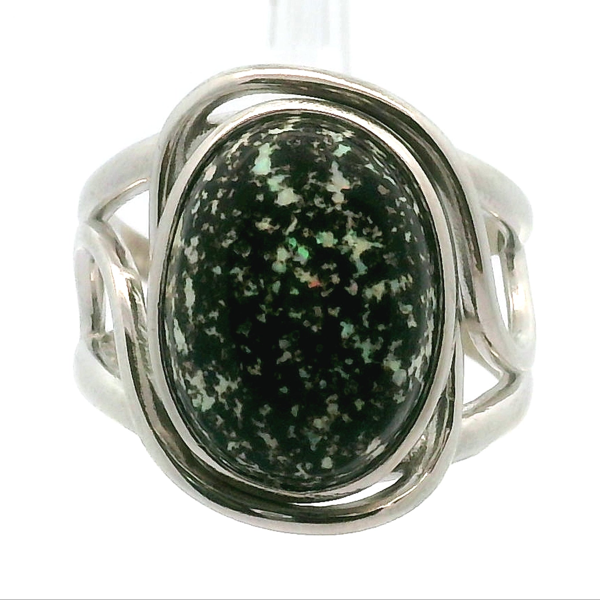 Leopard Opal Cuff Ring 925 Silver for Manifestation and Manifestation
