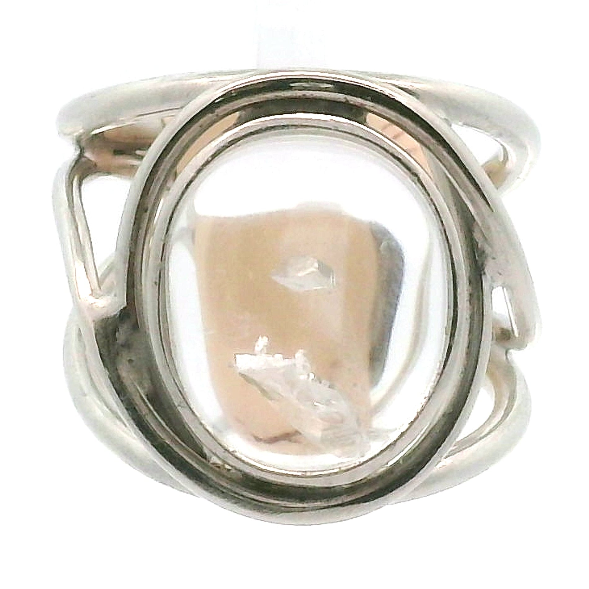 Manifestation Quartz Cuff Ring .925 Silver for Clarity, Mental & Emotional Strength