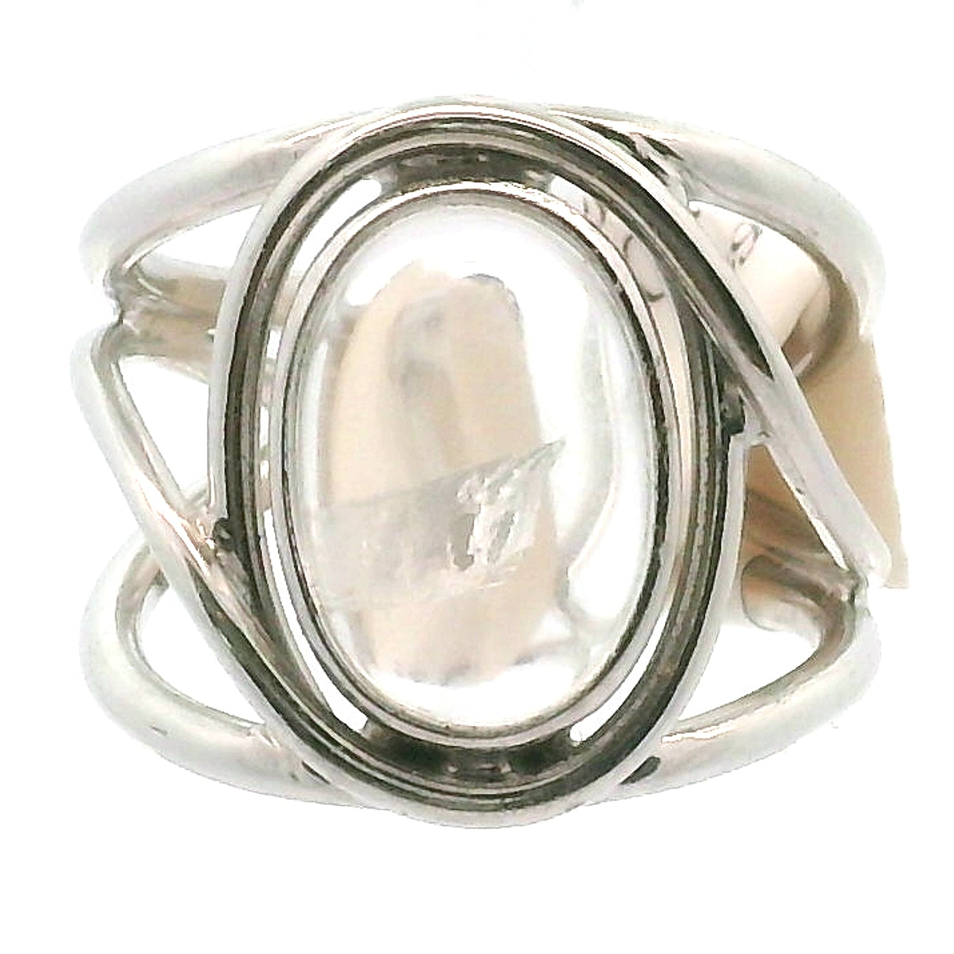 Manifestation Quartz Cuff Ring .925 Silver for Clarity, Mental & Emotional Strength