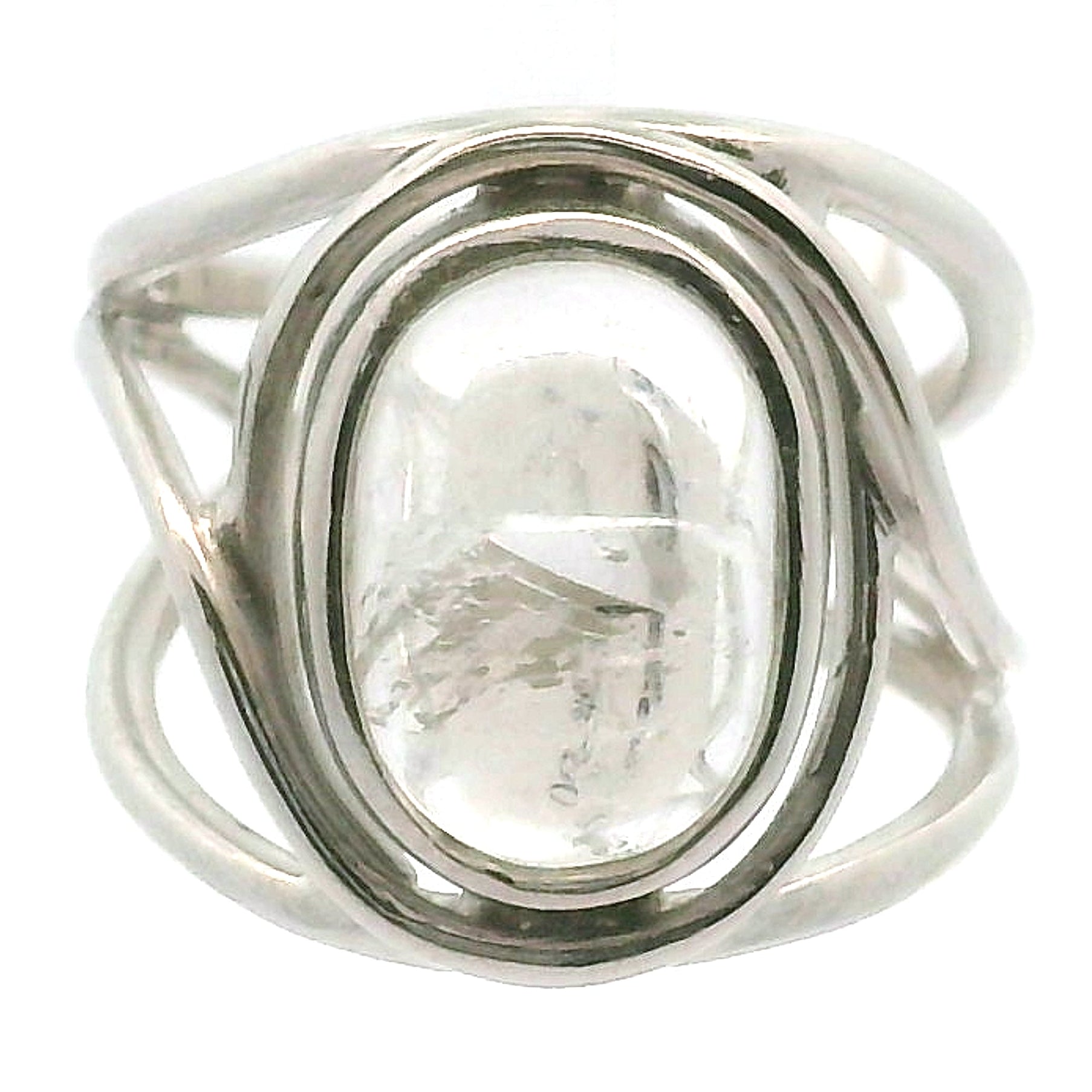 Manifestation Quartz Cuff Ring .925 Silver for Clarity, Mental & Emotional Strength