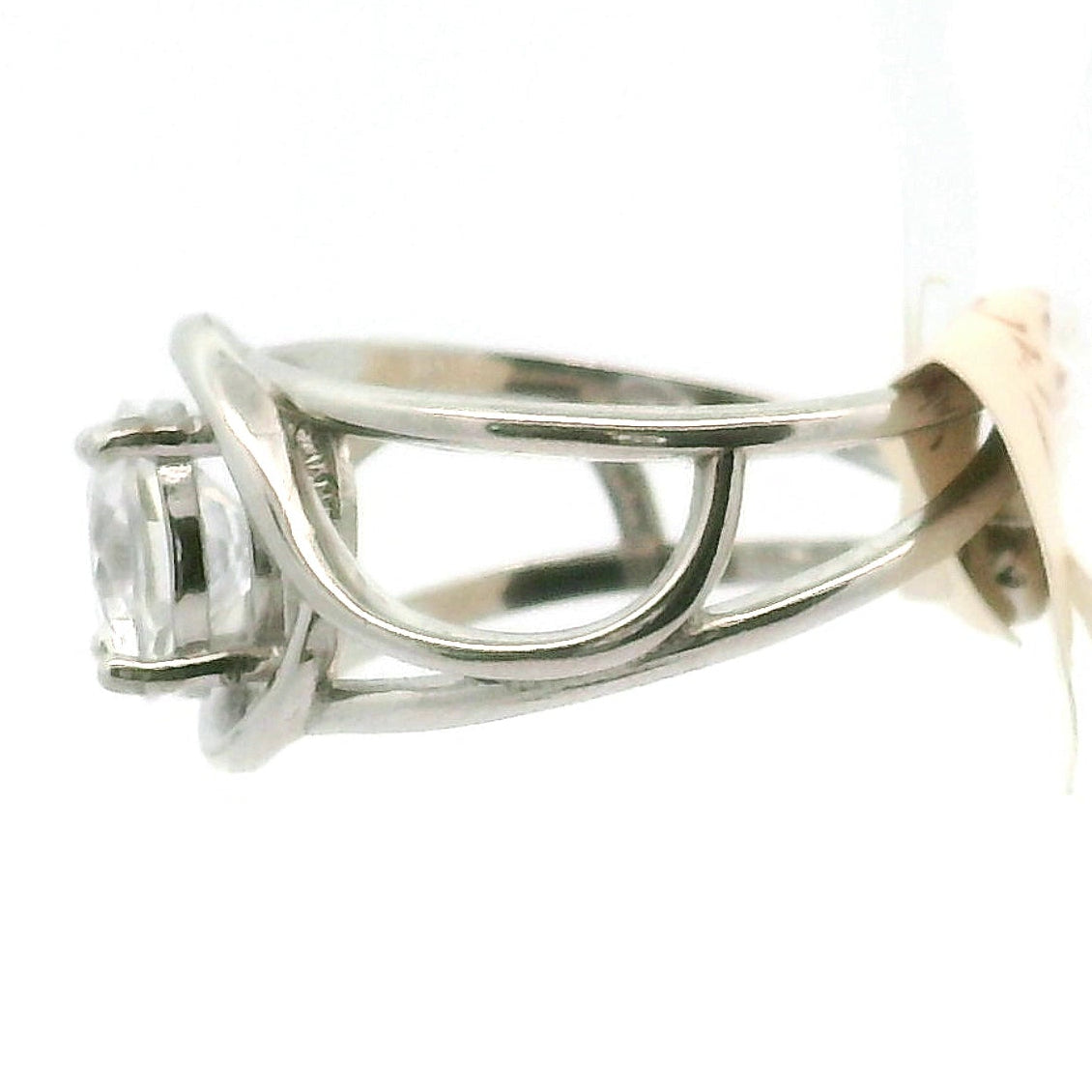 Clear Zircon Cuff Ring .925 Silver for Determination, Organization & Transformation