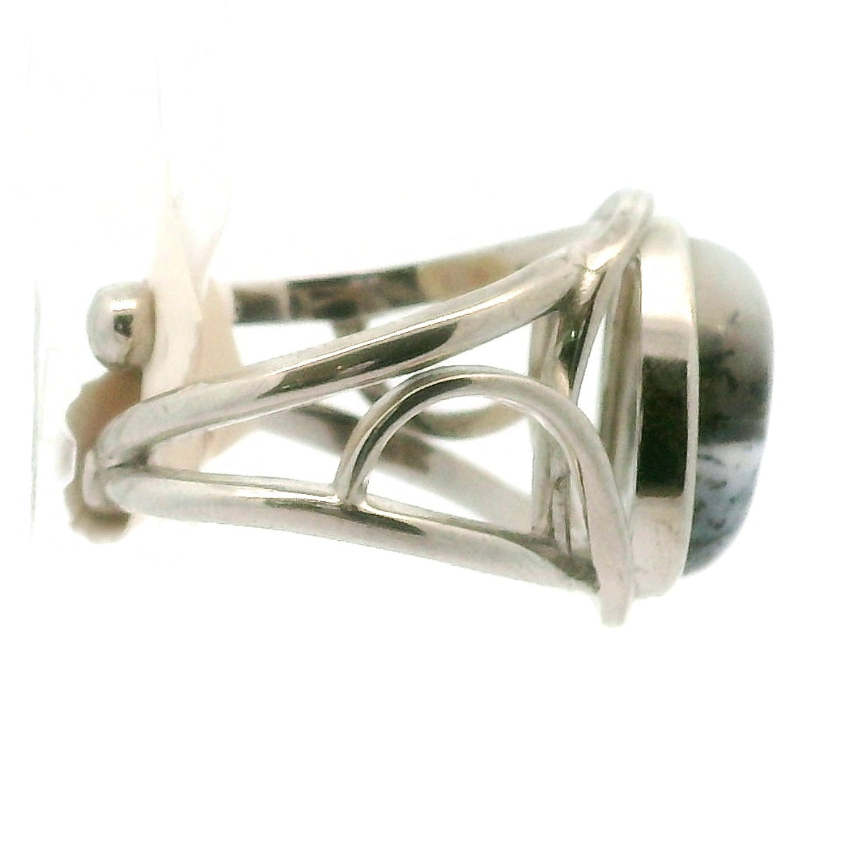Dendritic Opal Cuff Ring .925 Sterling Silver for Inspiration and Spiritual Communication