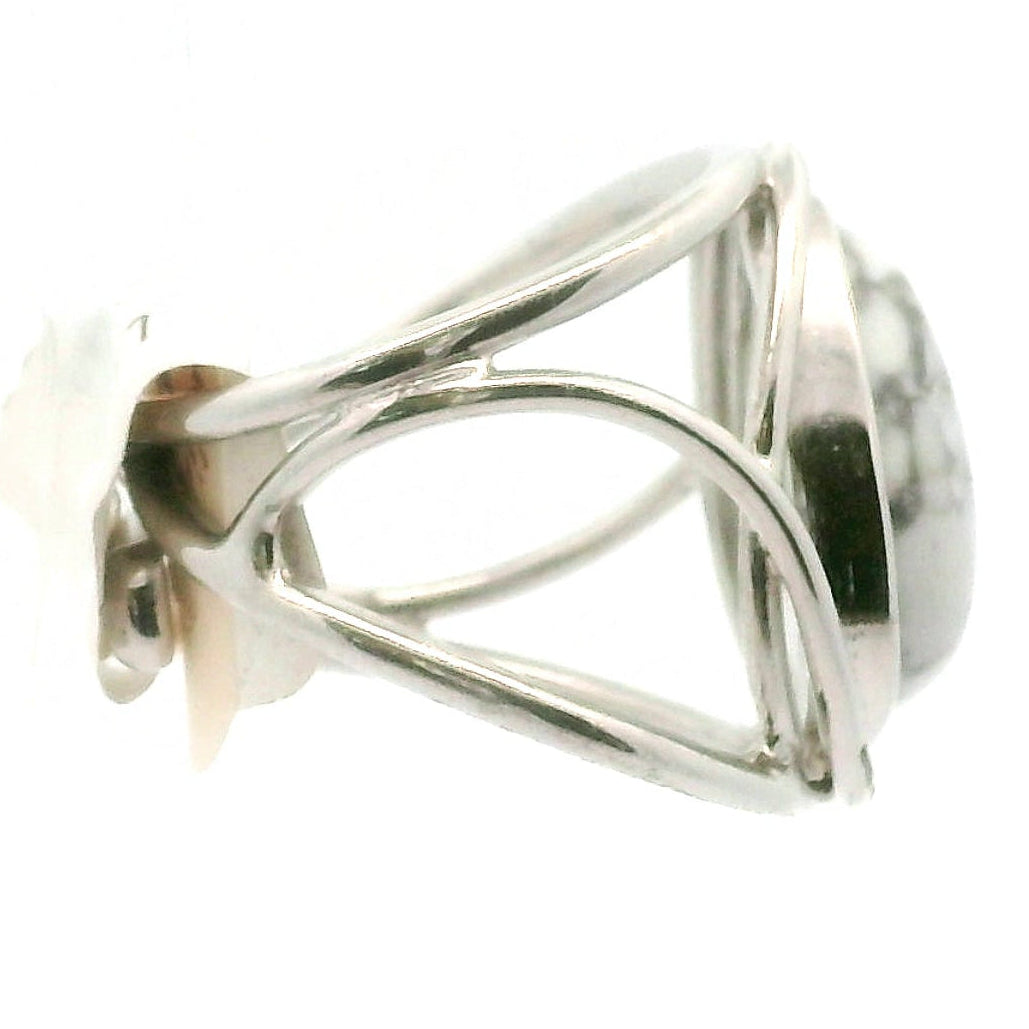 Howlite Cuff Ring .925 Silver for Awareness, Calmness and Wisdom