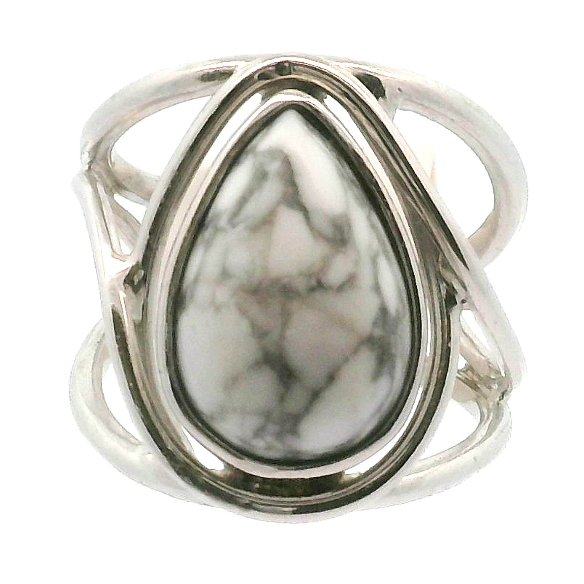 Howlite Cuff Ring .925 Silver for Awareness, Calmness and Wisdom
