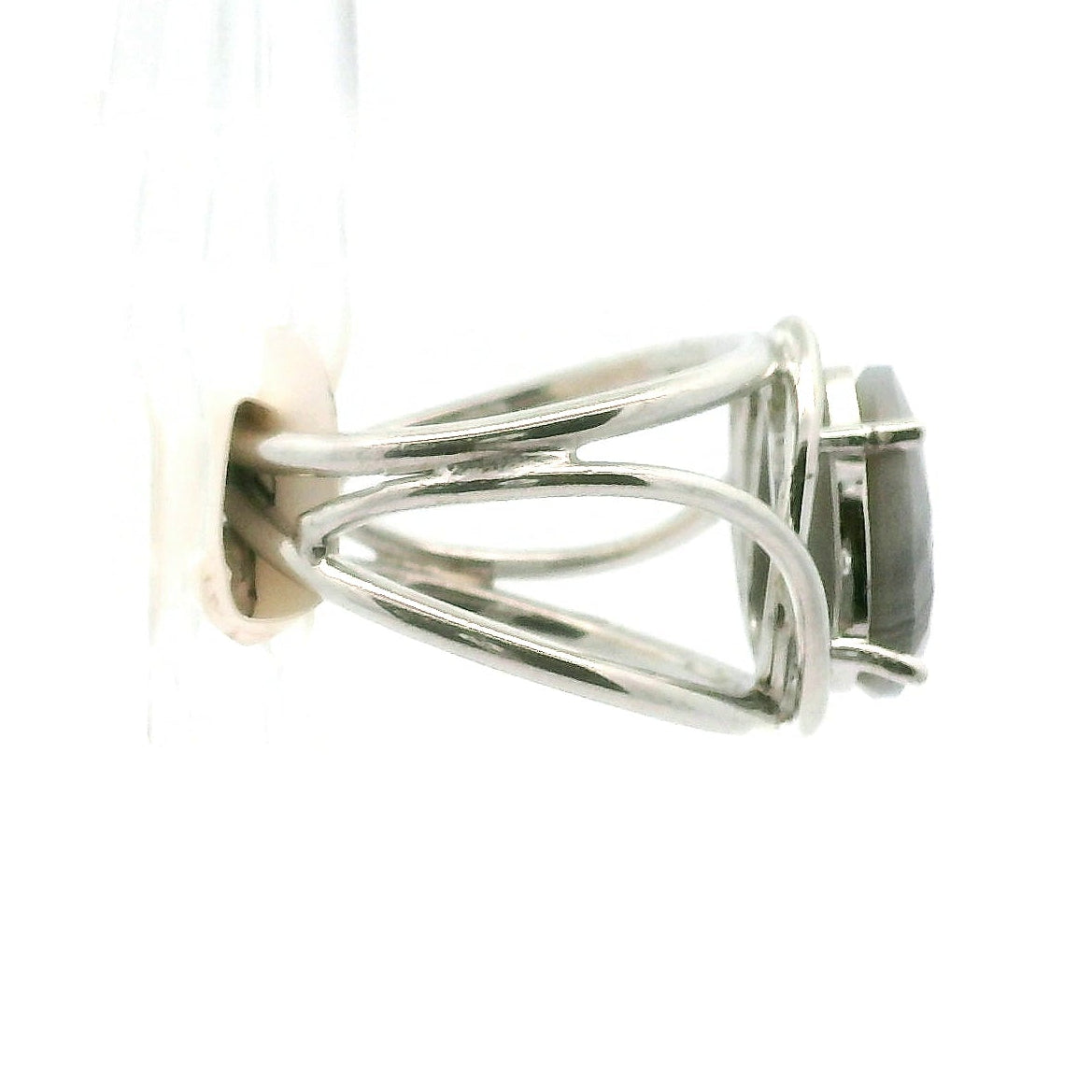 Botswana Agate Faceted Cuff Ring .925 Silver for Hope, Protection and Strength