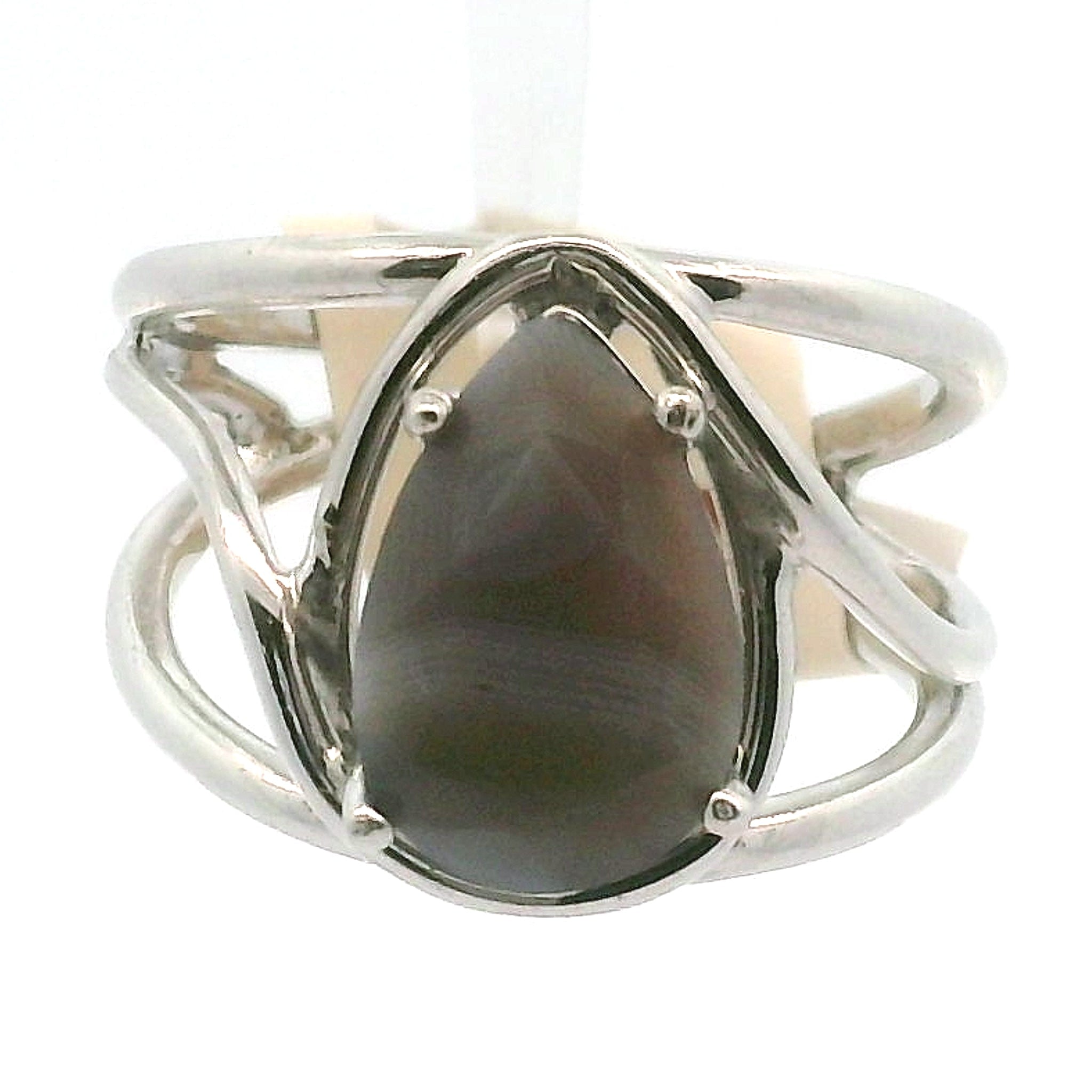 Botswana Agate Faceted Cuff Ring .925 Silver for Hope, Protection and Strength