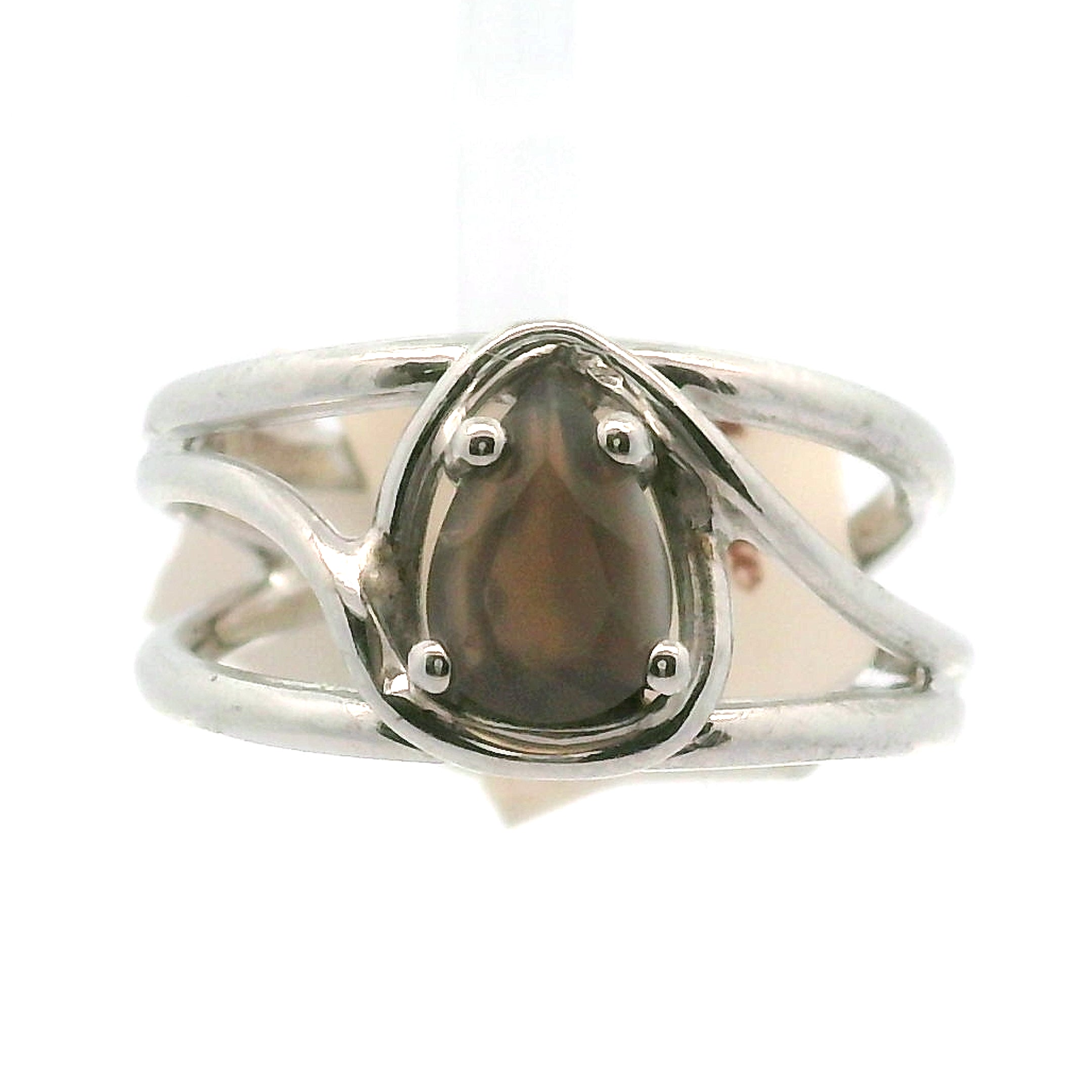 Botswana Agate Faceted Midi Cuff Ring .925 Silver for Hope, Protection and Strength