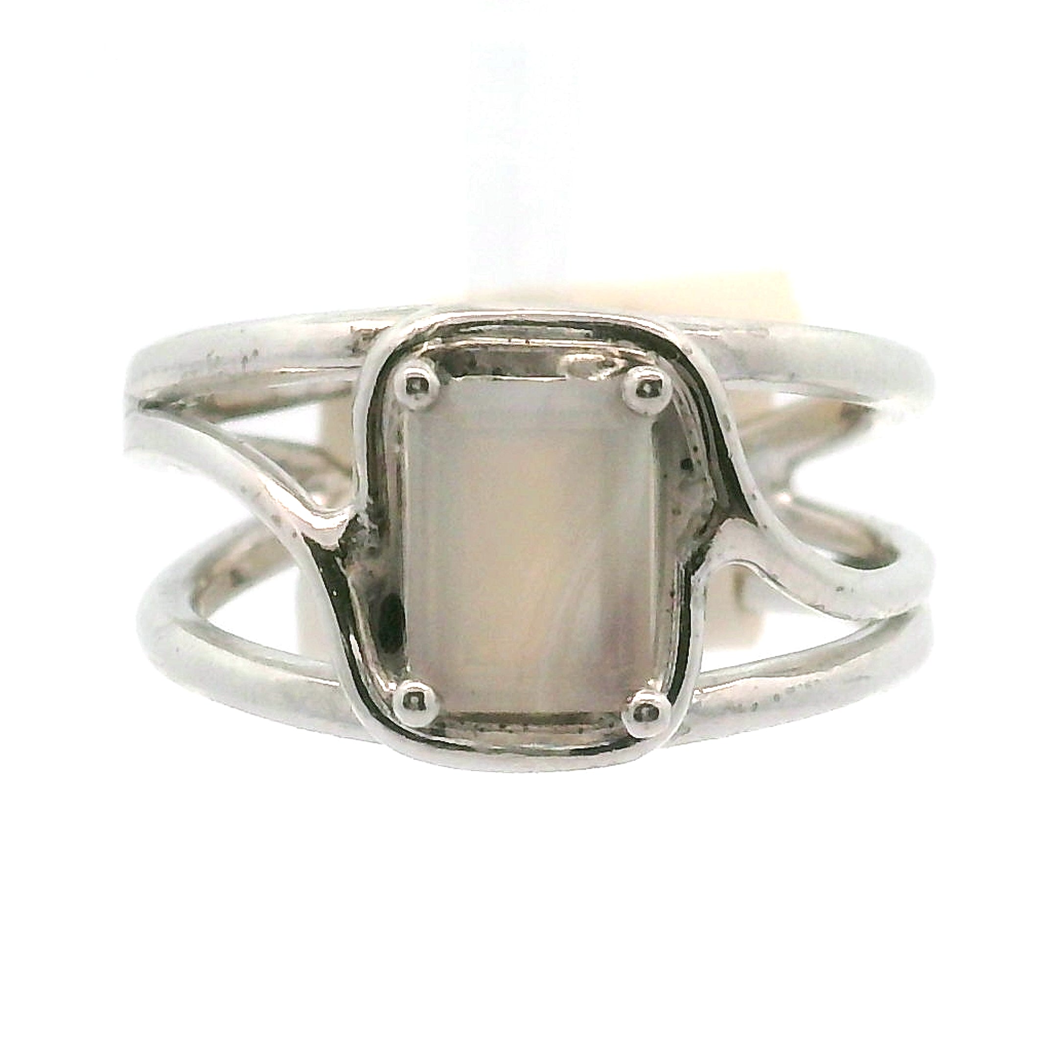 Botswana Agate Faceted Midi Cuff Ring .925 Silver for Hope, Protection and Strength