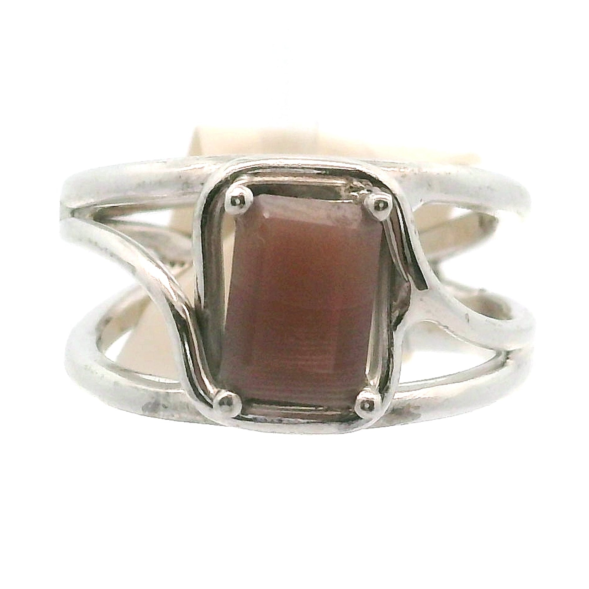 Botswana Agate Faceted Midi Cuff Ring .925 Silver for Hope, Protection and Strength