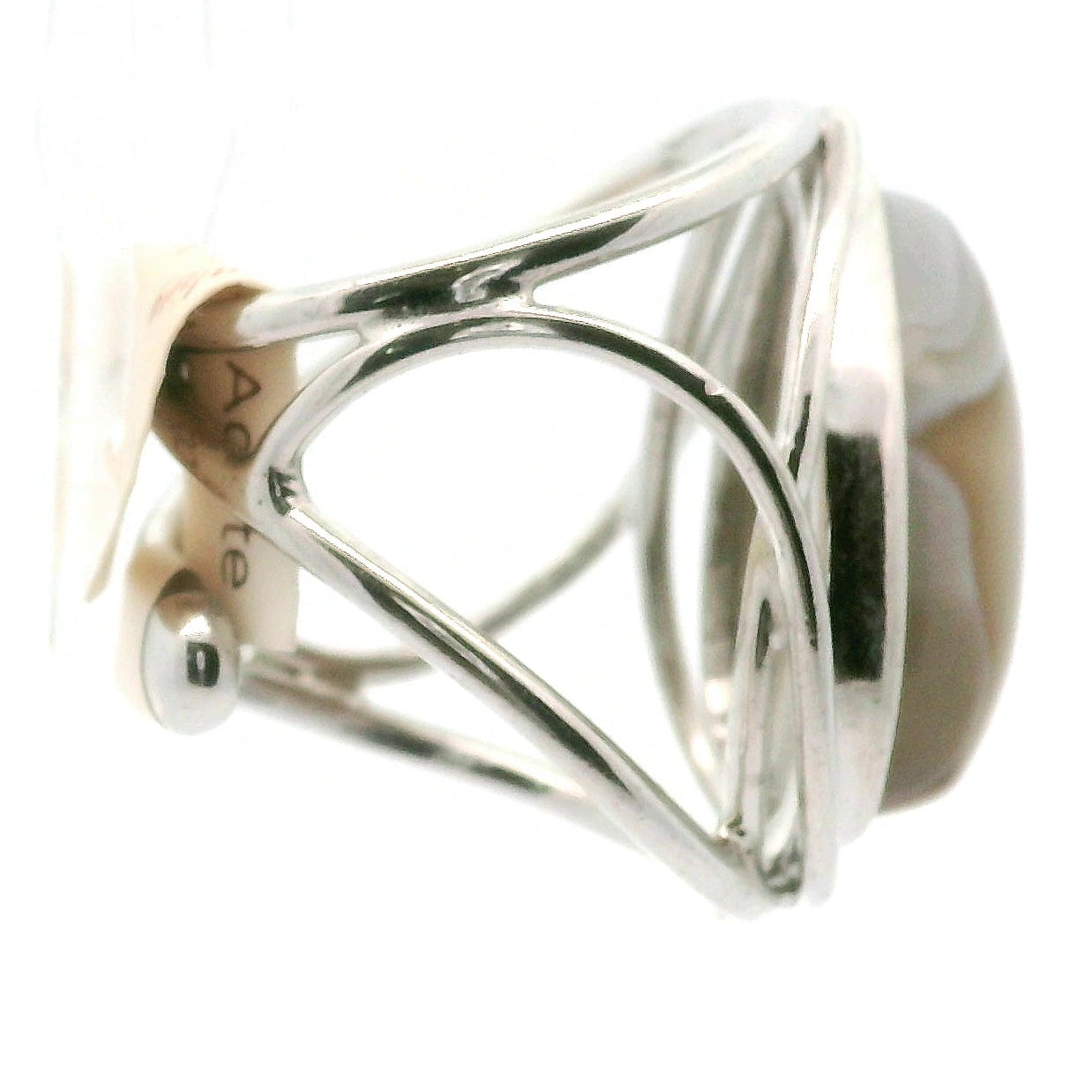 Botswana Agate Adjustable Cuff Ring .925 Silver for Hope, Protection and Strength