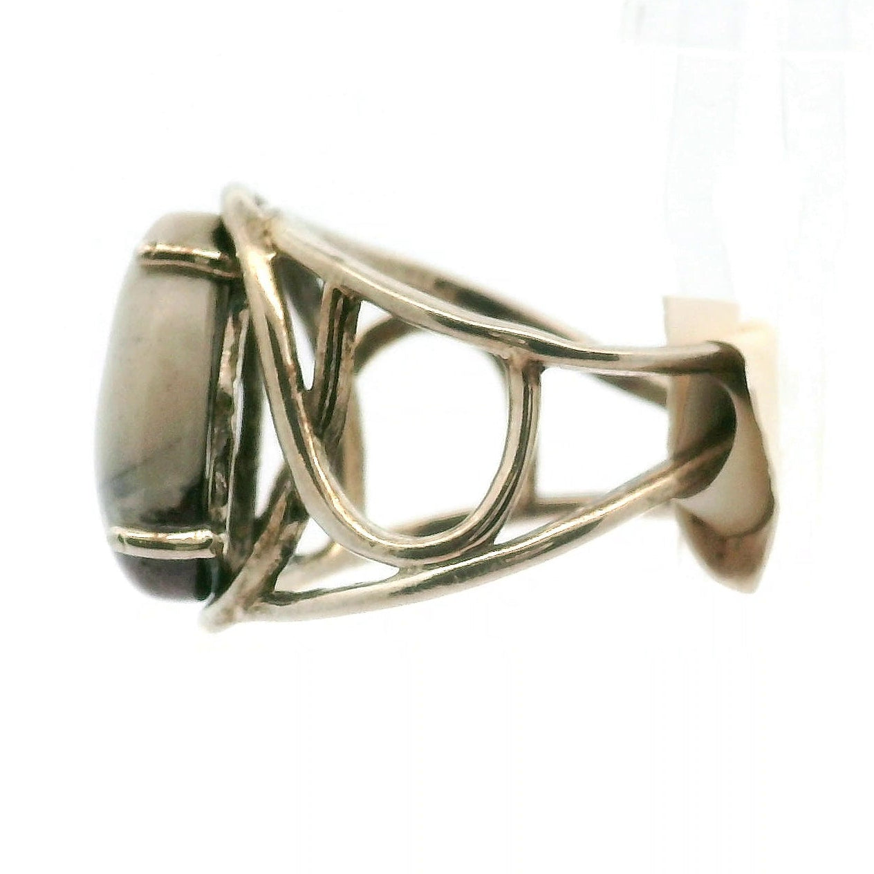 Porcelain Jasper Cuff Ring .925 Silver for Emotional Protection and Nurturing