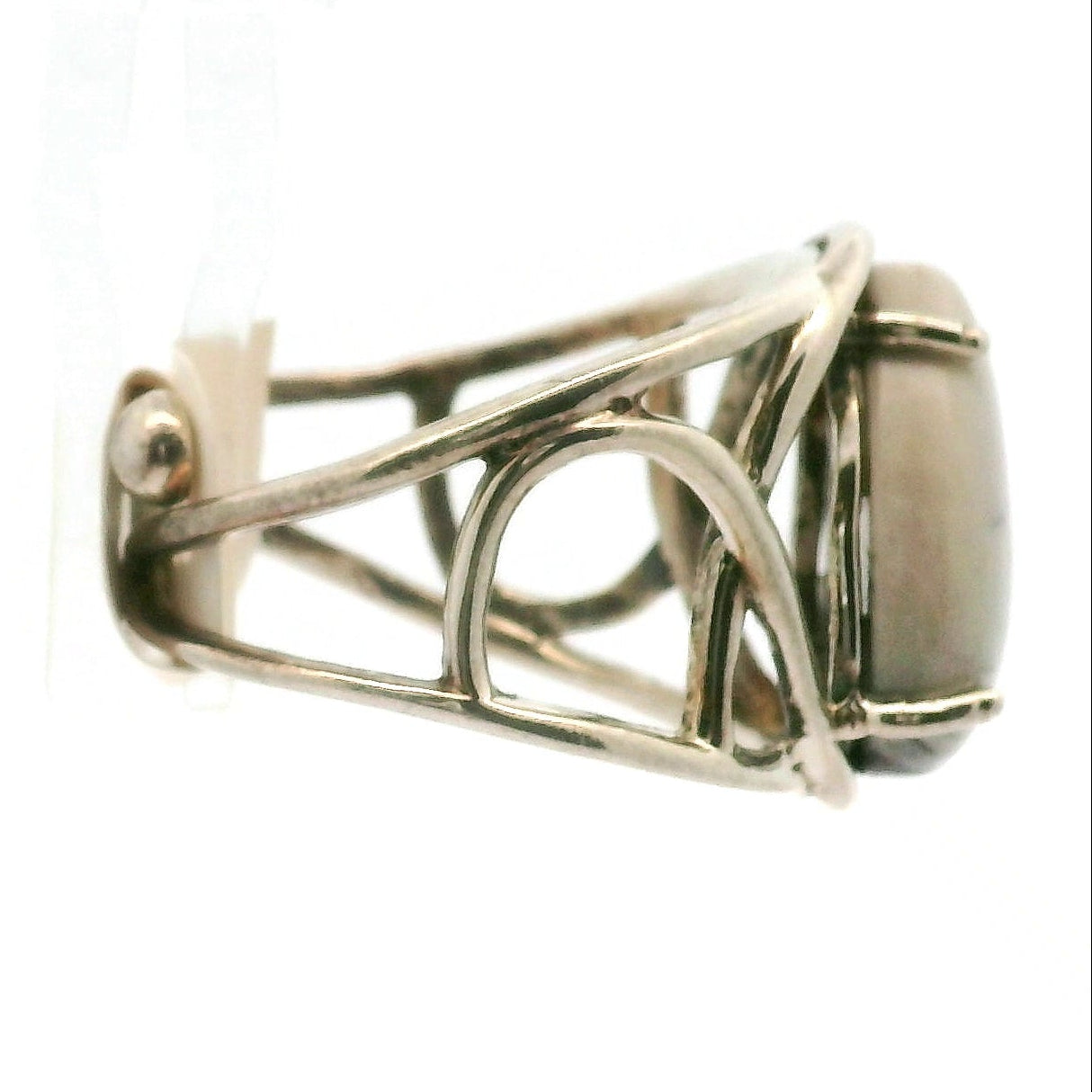 Porcelain Jasper Cuff Ring .925 Silver for Emotional Protection and Nurturing