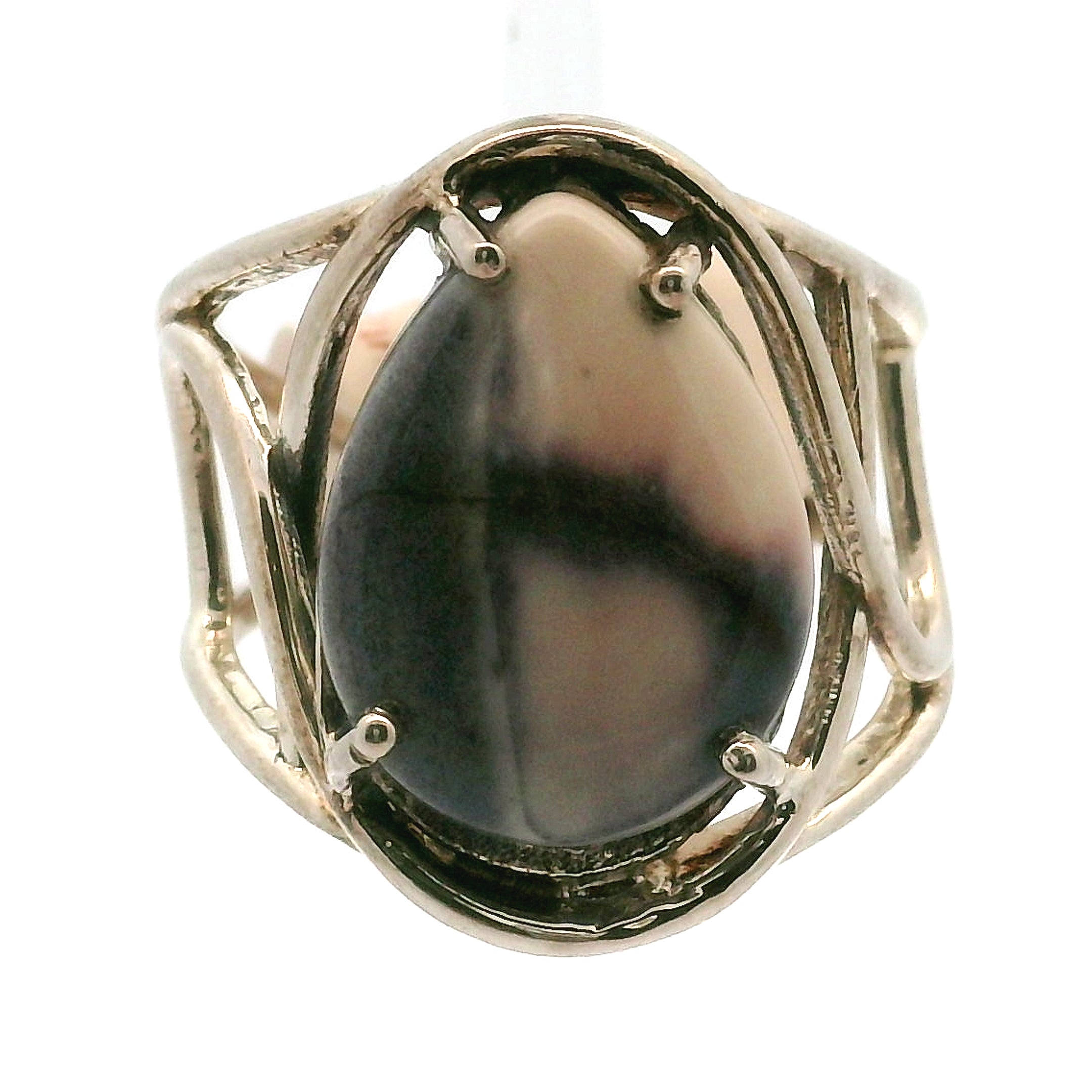 Porcelain Jasper Cuff Ring .925 Silver for Emotional Protection and Nurturing